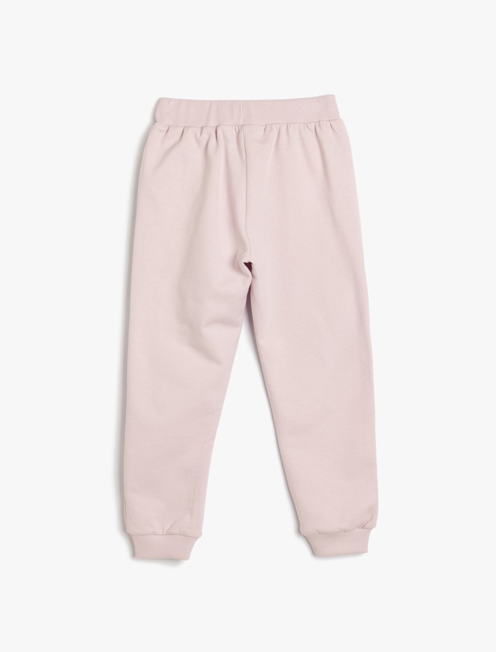 Kız Bebek Jogger Eşofman Altı Çiçek Baskılı Beli Lastikli Pamuklu Şardonlu