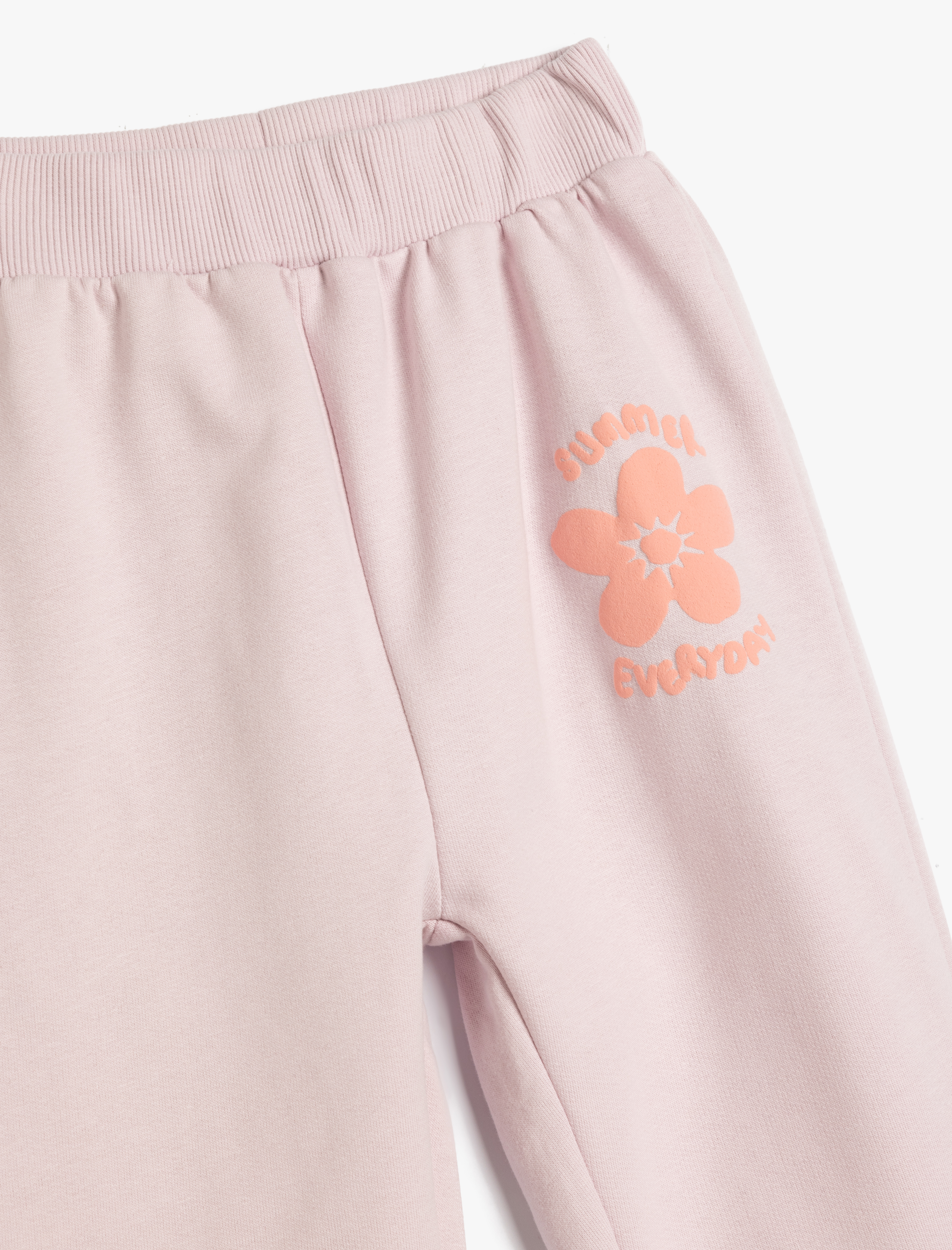  Kız Bebek Jogger Eşofman Altı Çiçek Baskılı Beli Lastikli Pamuklu Şardonlu