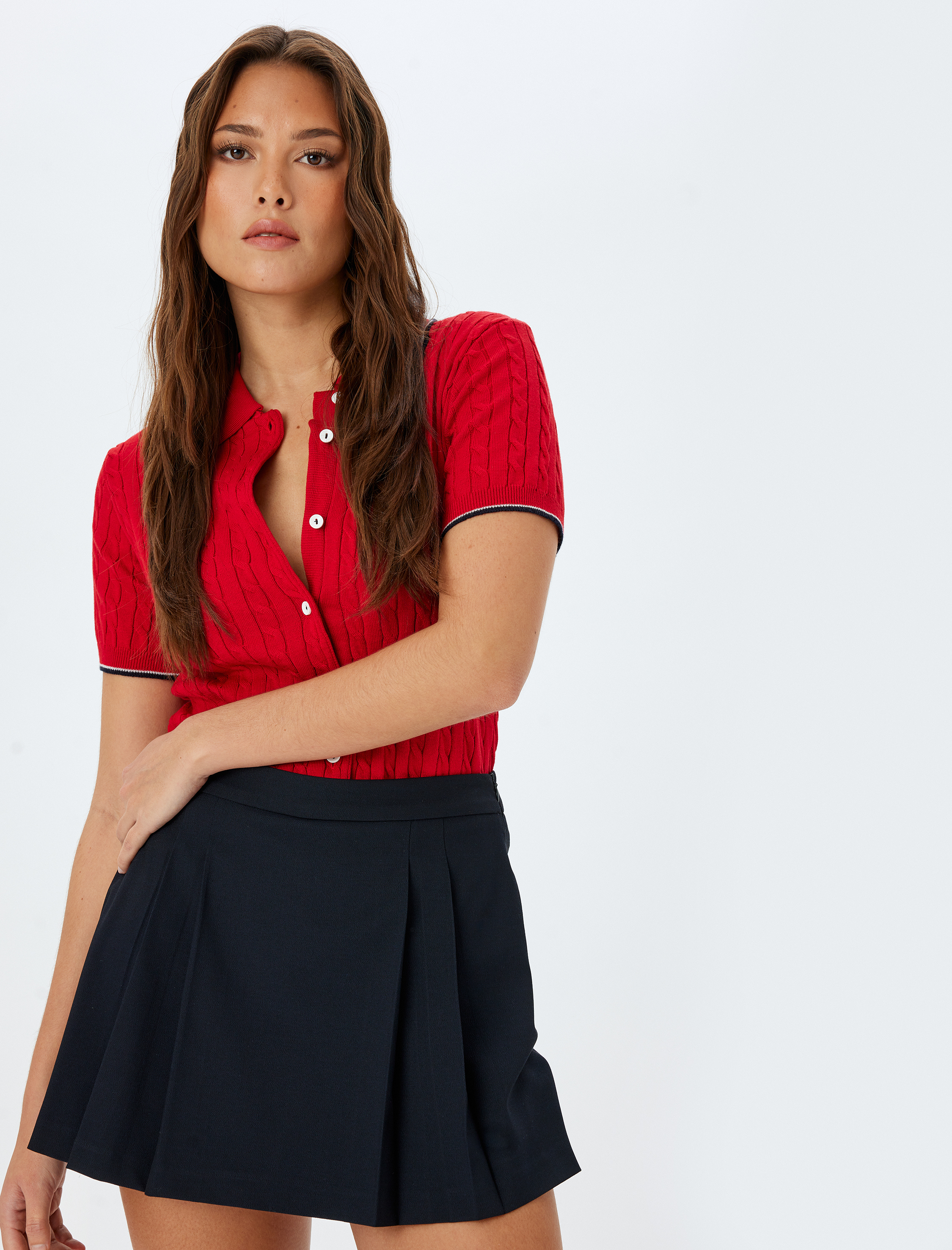 Standart Bel Pileli Mini Şort Etek