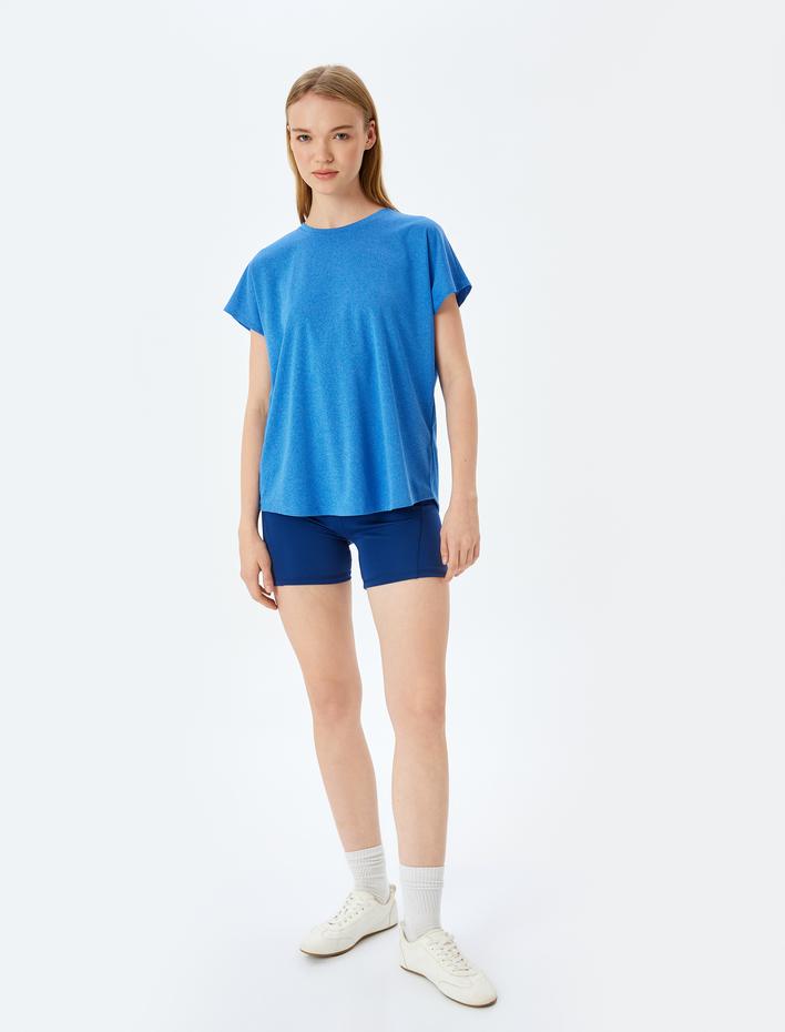  Kısa Kollu Bisiklet Yaka Oversize Spor Tişört