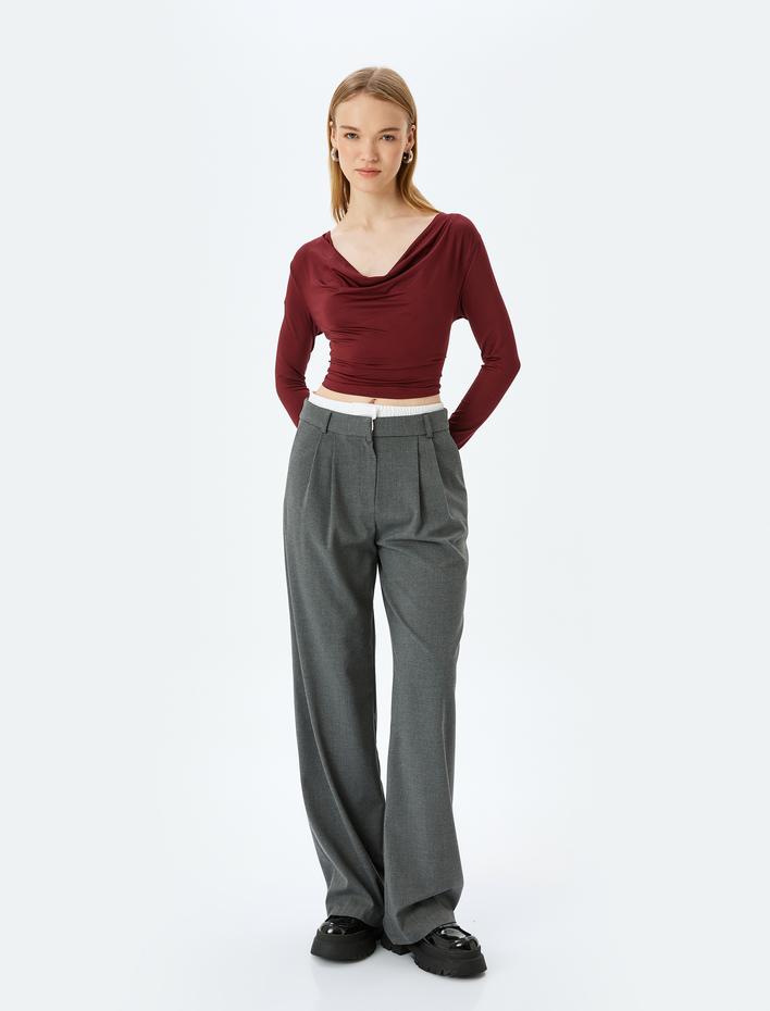  Uzun Kollu Degaje Yaka Slim Fit Tişört