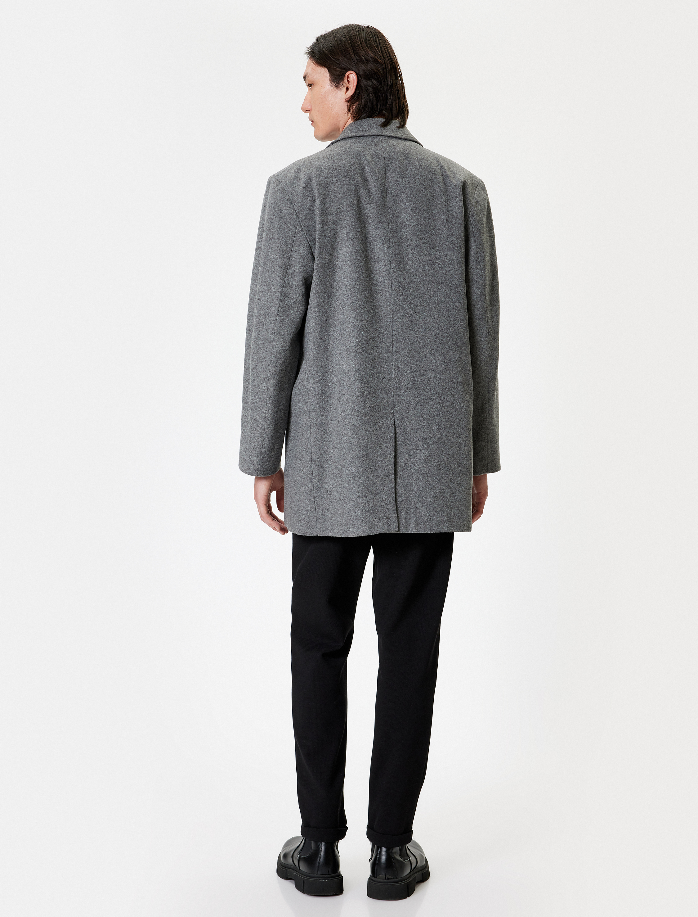   Slim Fit Kaşe Kaban Cep Detaylı