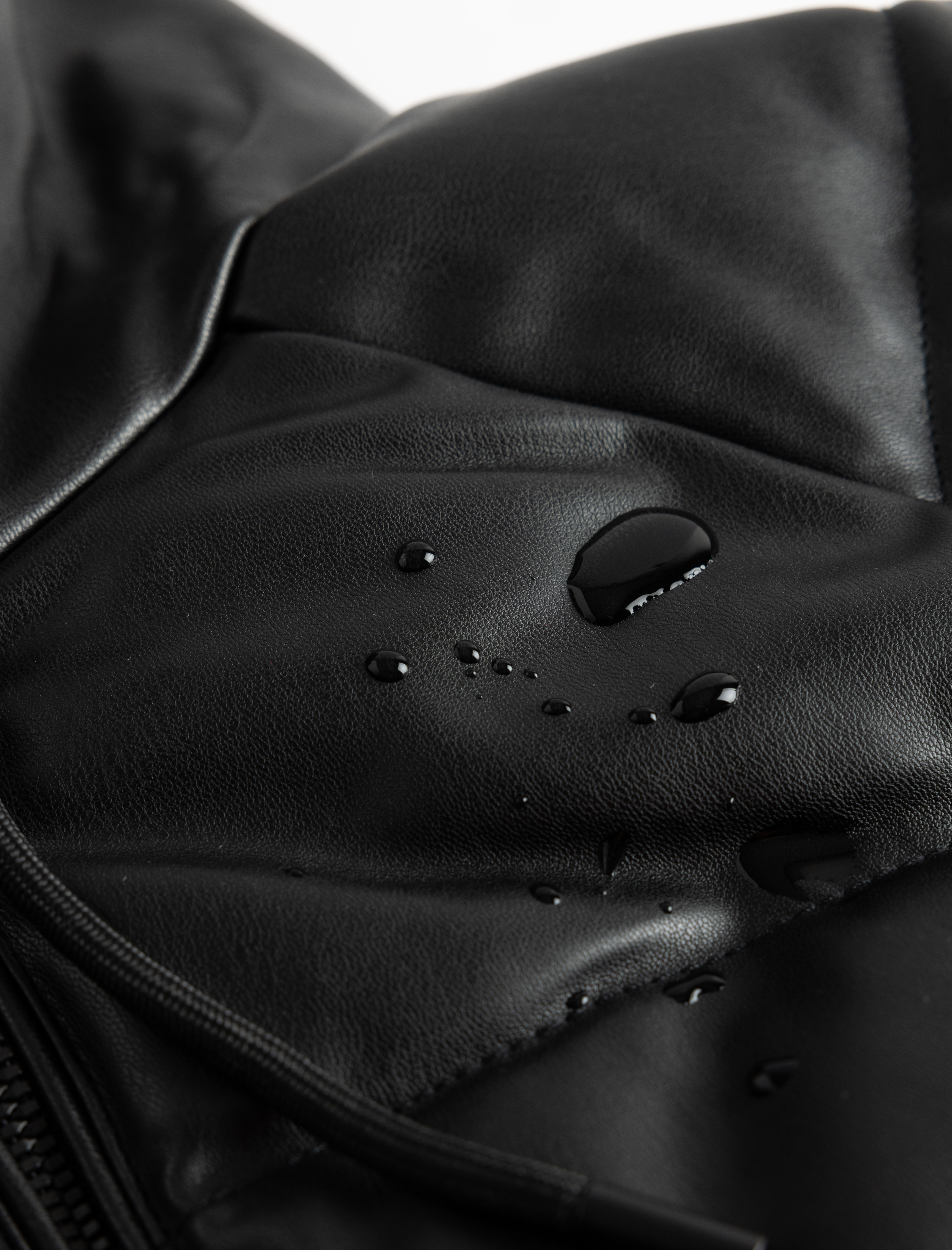   Suni Deri Kapşonlu Şişme Mont Cepli Fermuarlı