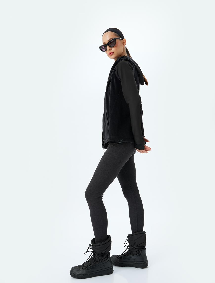   Spor Tayt Yüksek Bel Yumuşak Tuşe Slim Fit