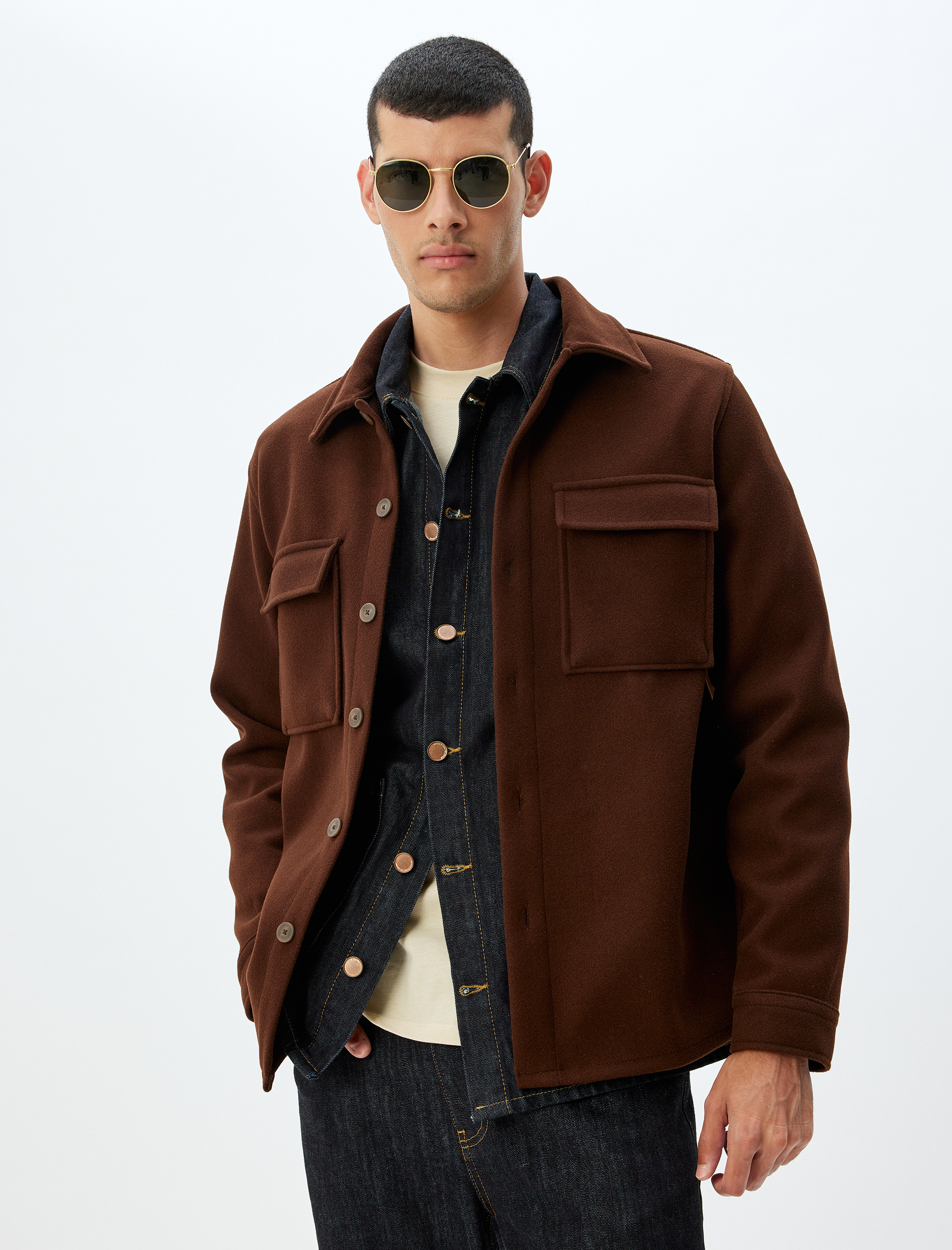   Gömlek Ceket Uzun Kollu Düğmeli Kapaklı Cep Detaylı Regular Fit