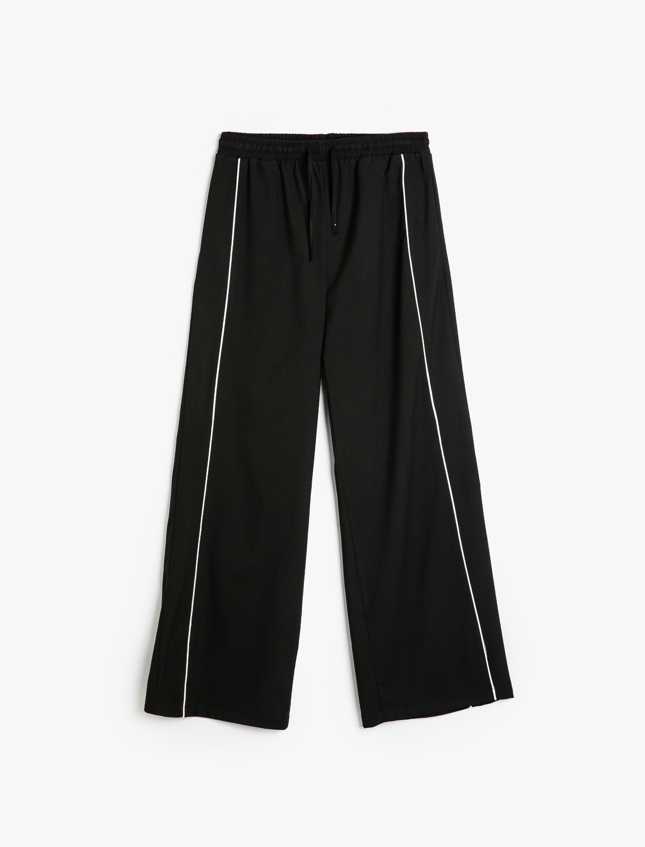   Beli Bağcıklı Biyeli Cepli Geniş Paça Eşofman Pantolon