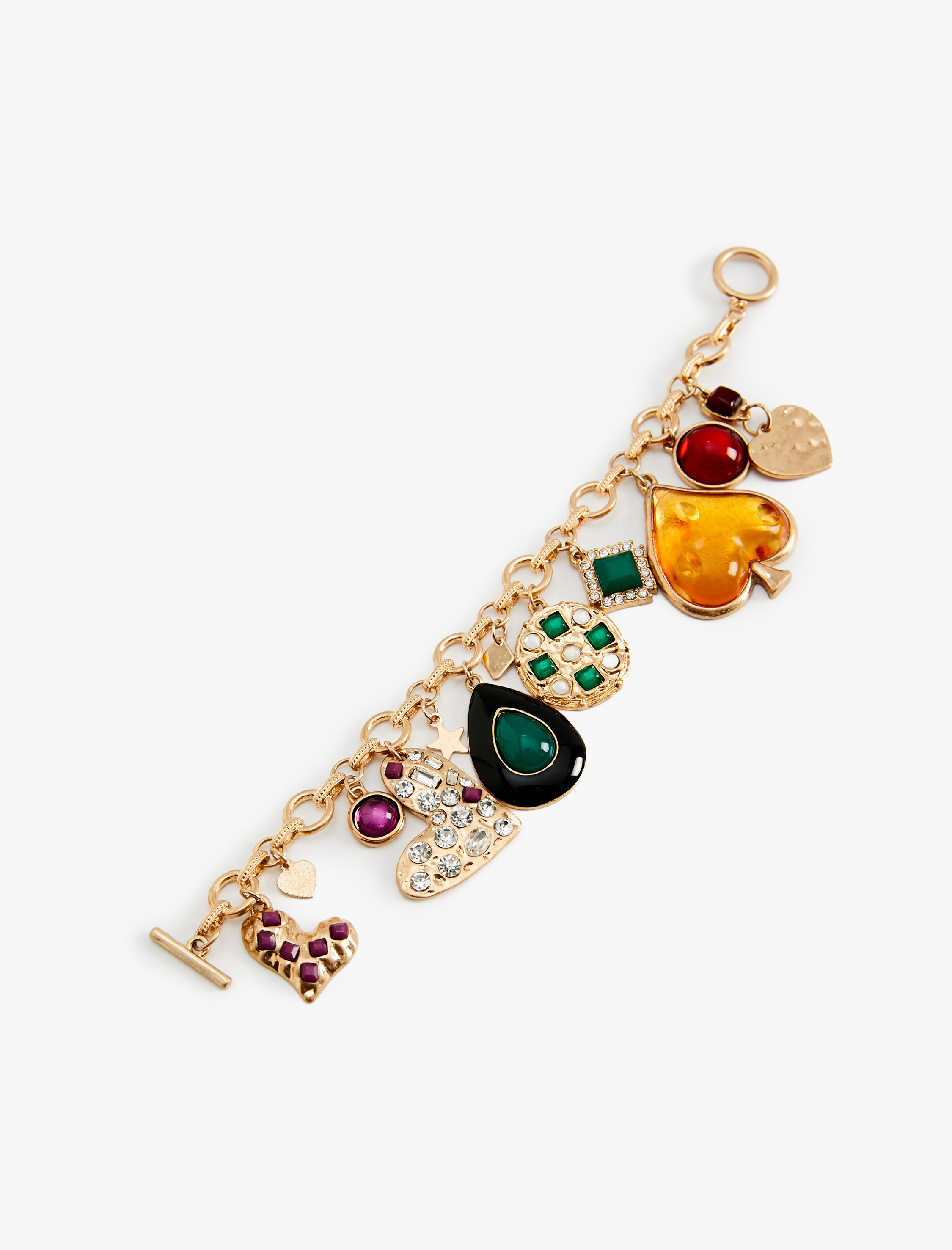  Kadın Kalp ve Taş Detaylı Zincir Bileklik