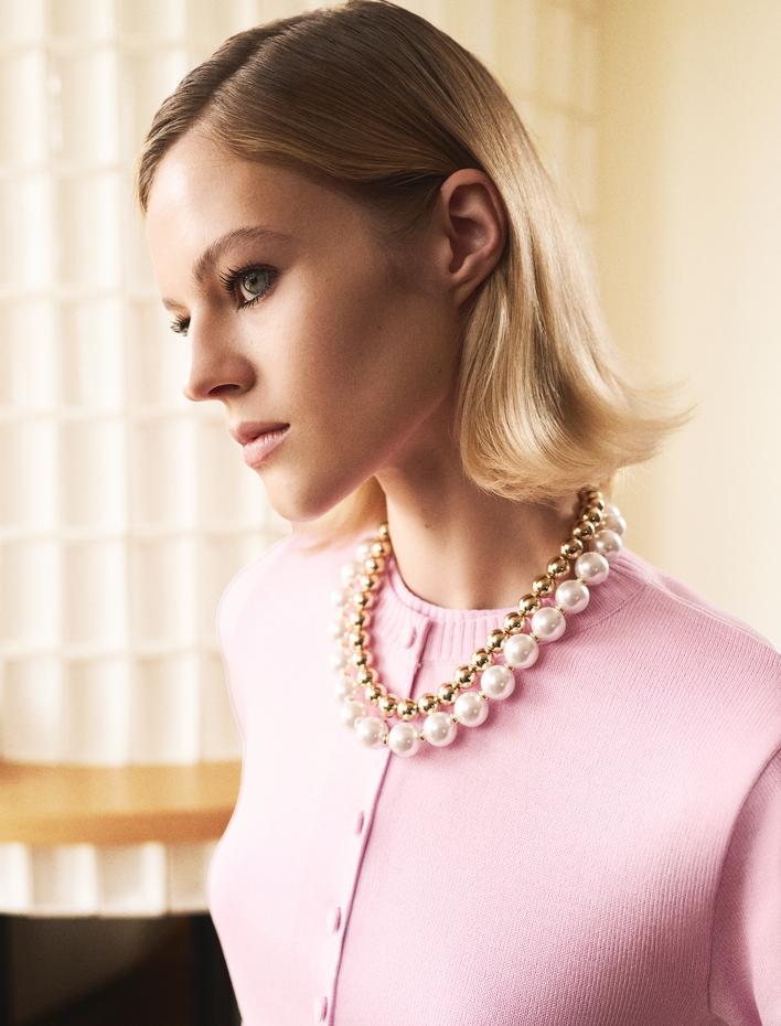 Kadın İnci Kolye 2 Sıra Büyük Boy - Koton X Melis Ağazat