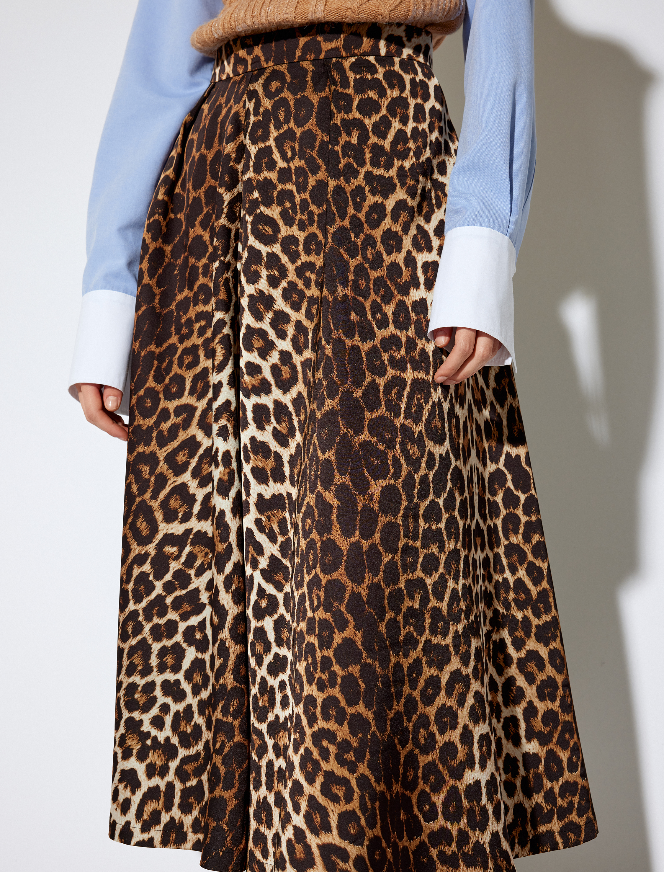   Koton X Melis Ağazat - Midi Boy Leopar Desenli Kloş Saten Etek