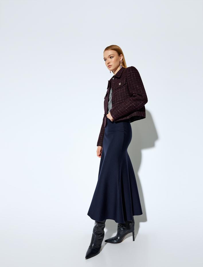  Koton X Melis Ağazat - Standart Bel Balık Fit Uzun Triko Etek