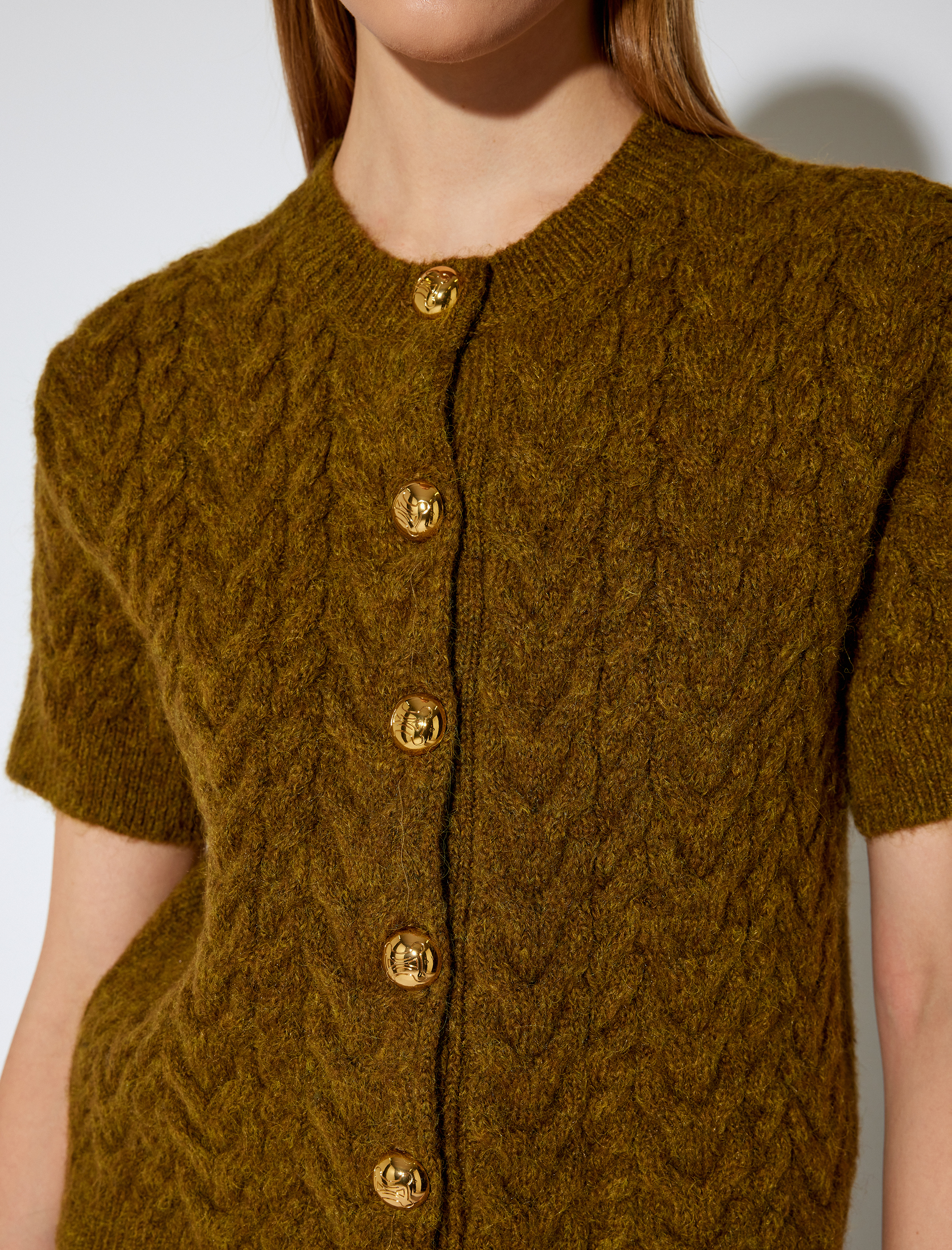   Koton X Melis Ağazat - Bisiklet Yaka Kısa Kollu Saç Örgü Hırka