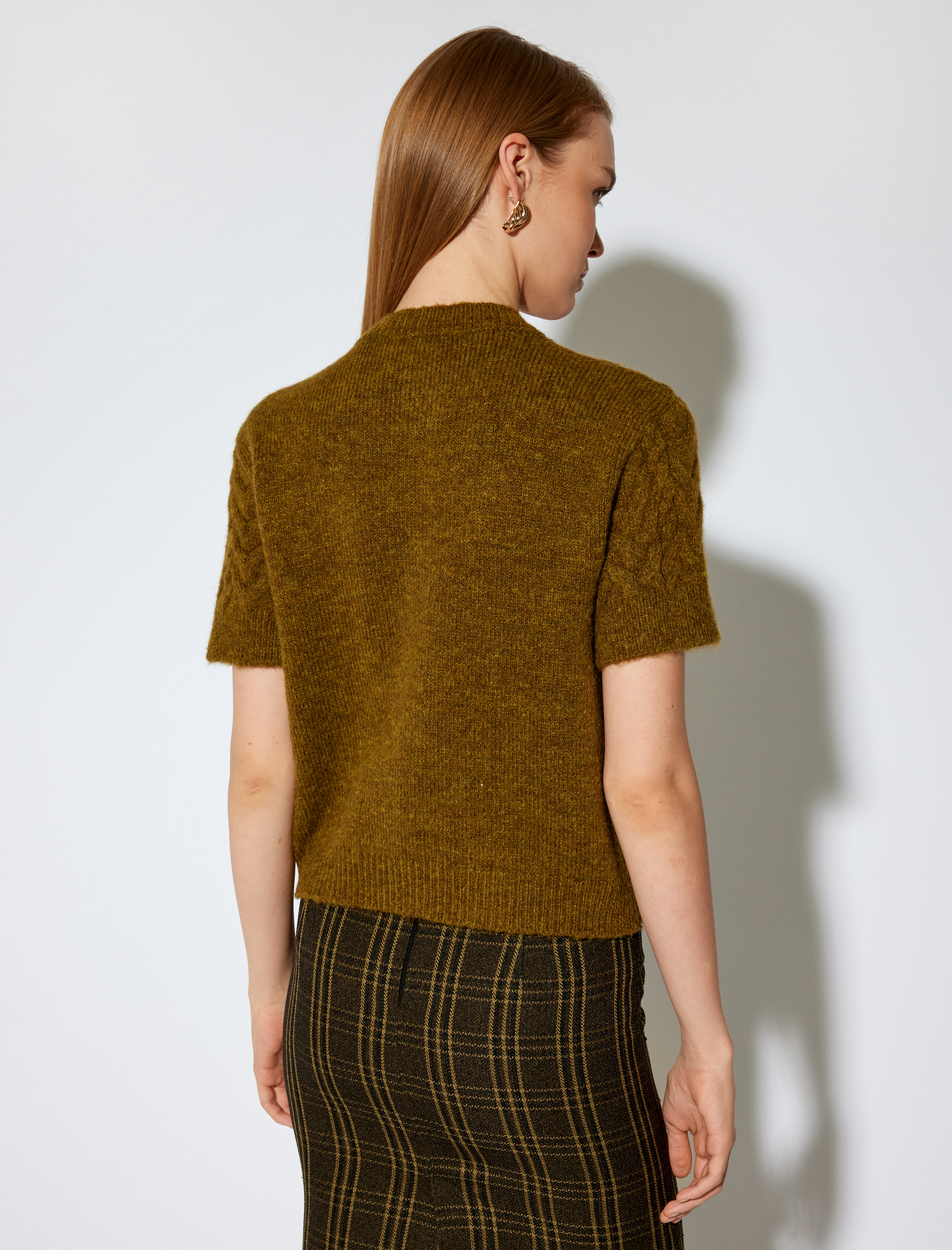   Koton X Melis Ağazat - Bisiklet Yaka Kısa Kollu Saç Örgü Hırka