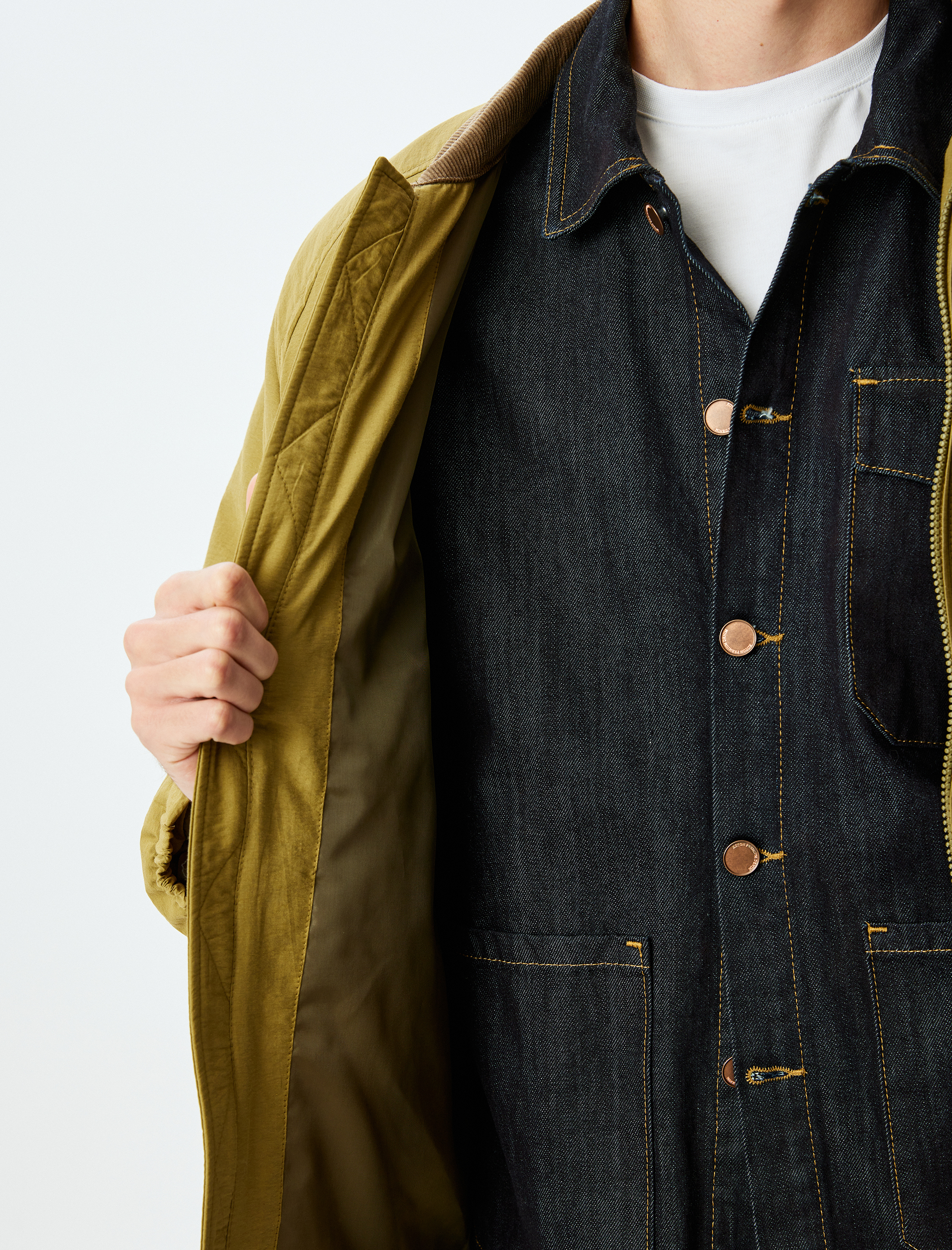   Pamuklu Kapaklı Cepli Yaka Detaylı Renk Bloklu Fermuarlı Mevsimlik Ceket