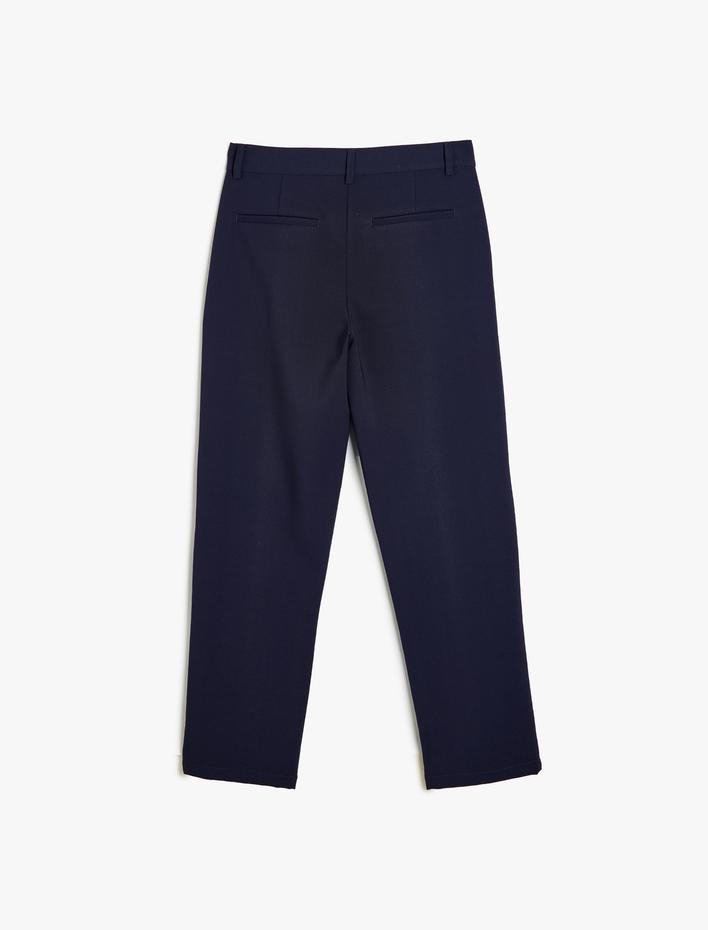  Düğmeli Chino Cep Detaylı Palazzo Bol Kumaş Pantolon