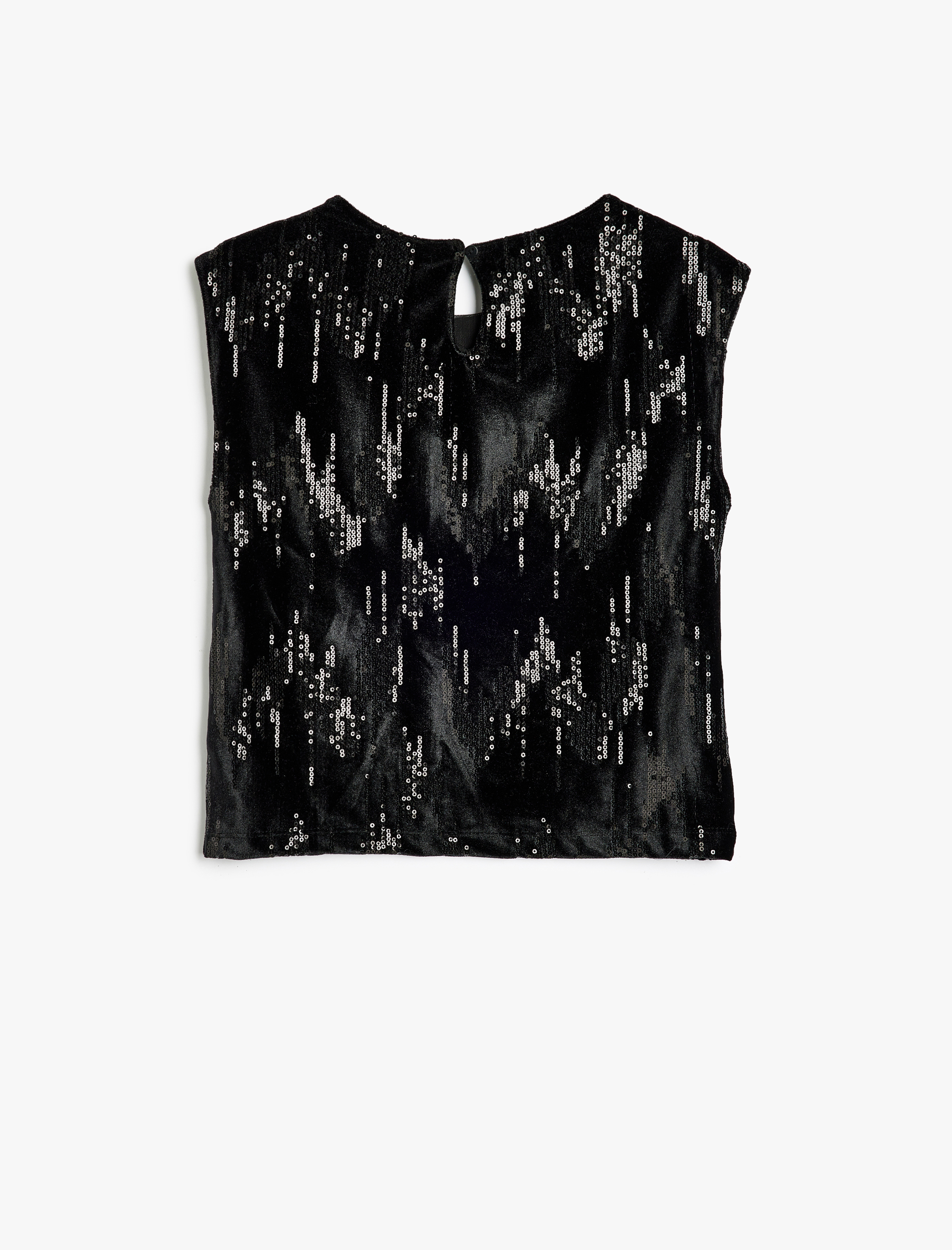  Kız Çocuk Pullu Payetli Kolsuz Bisiklet Yaka Bluz