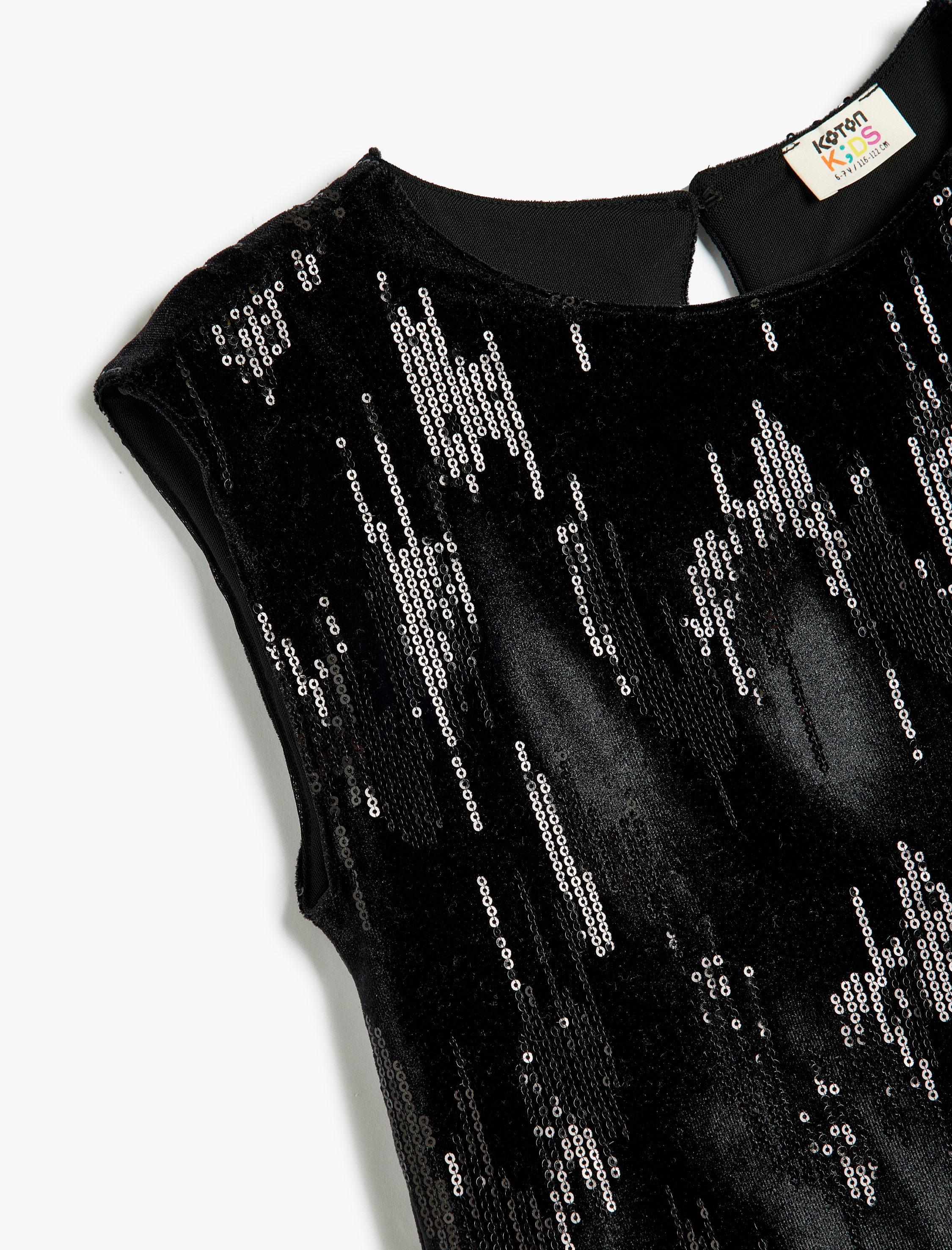  Kız Çocuk Pullu Payetli Kolsuz Bisiklet Yaka Bluz