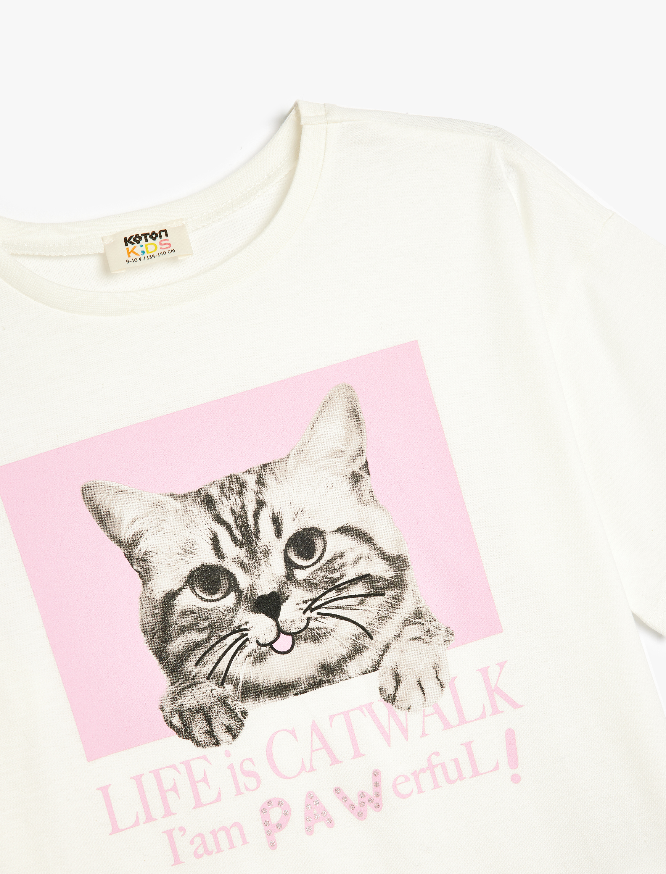  Kız Çocuk Pamuklu Kısa Kollu Bisiklet Yaka Baskılı Tişört