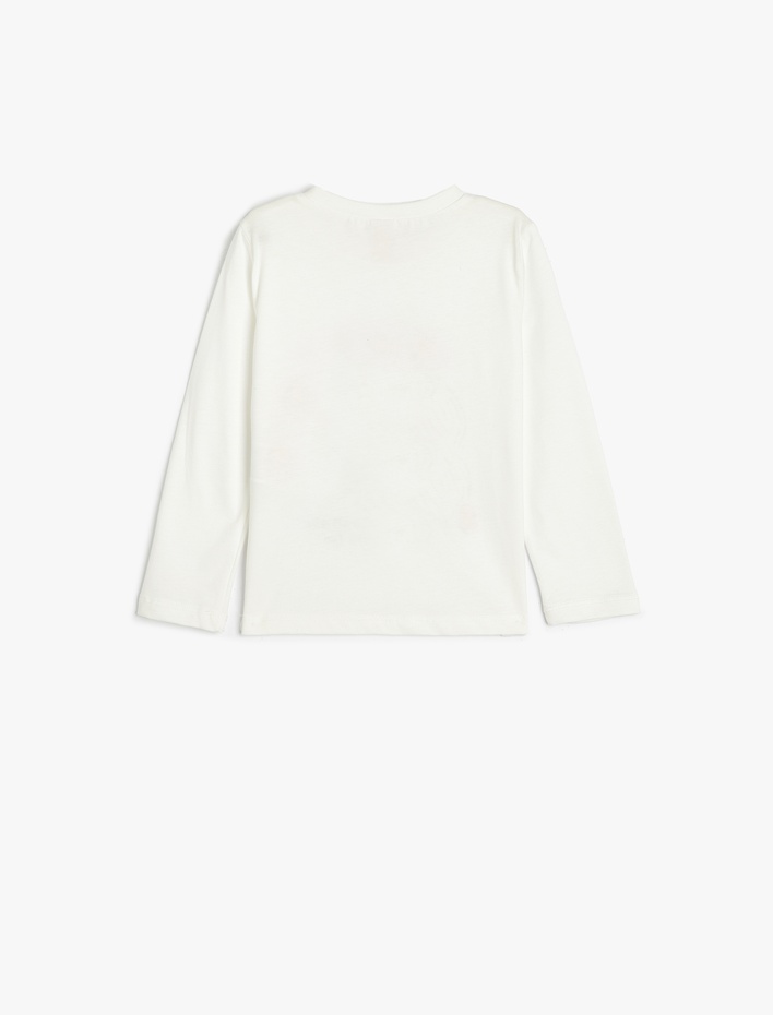 Kız Bebek Tişört Uzun Kollu Bisiklet Yaka Baskı Detaylı Pamuklu