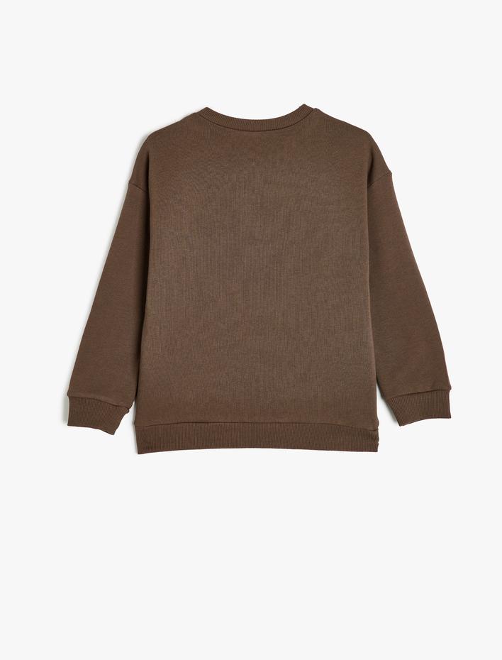 Erkek Çocuk Organik Pamuklu Sweatshirt Koala Baskılı Uzun Kollu Bisiklet Yaka