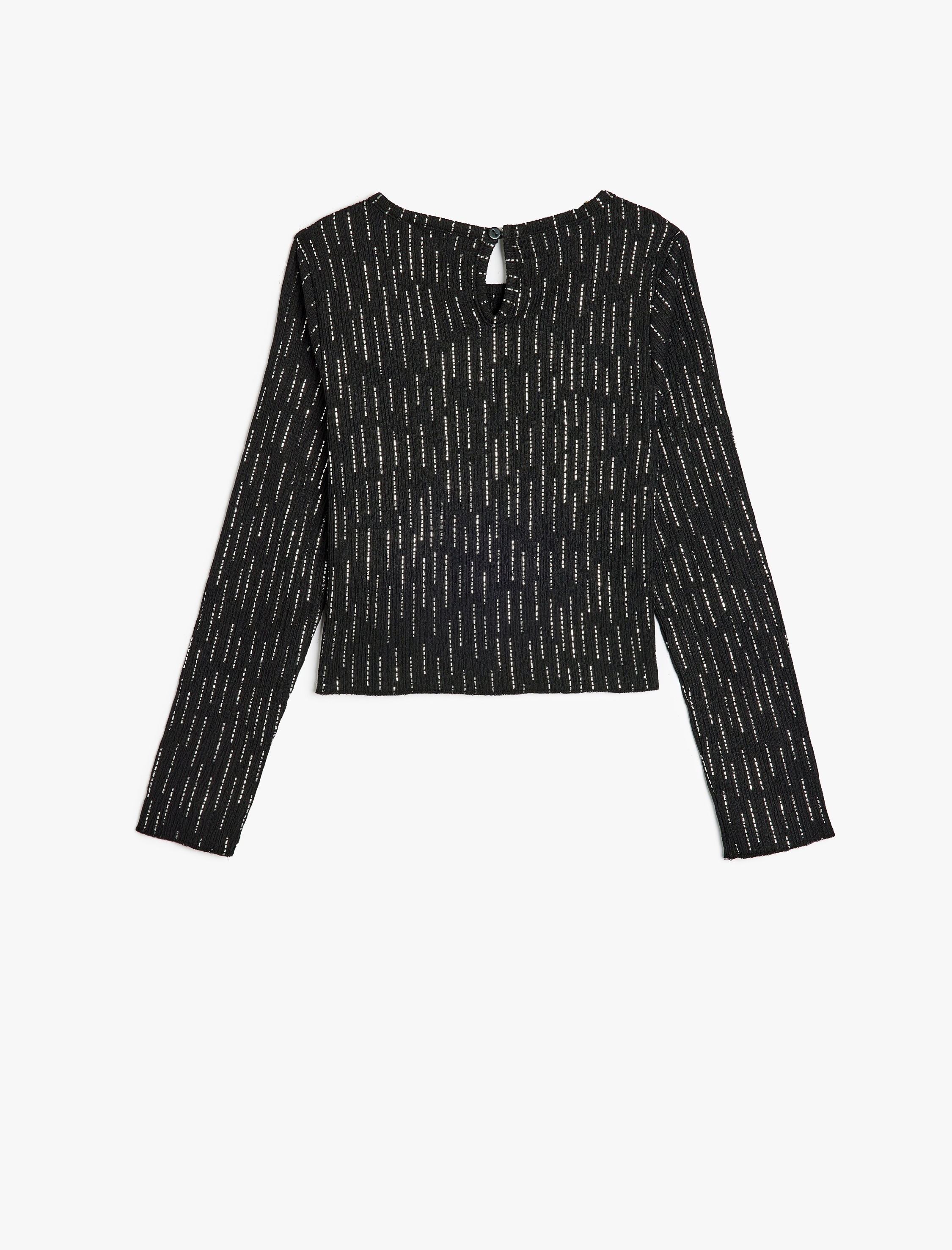  Kız Çocuk Bluz Uzun Kollu Bisiklet Yaka Parlak Detaylı