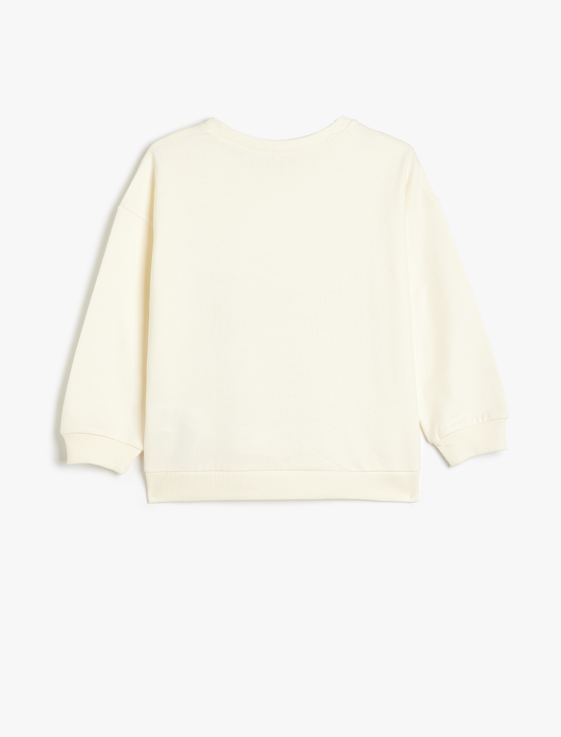  Kız Çocuk Stitch Sweatshirt Lisanslı Uzun Kollu Bisiklet Yaka Pullu Payetli Şardonlu