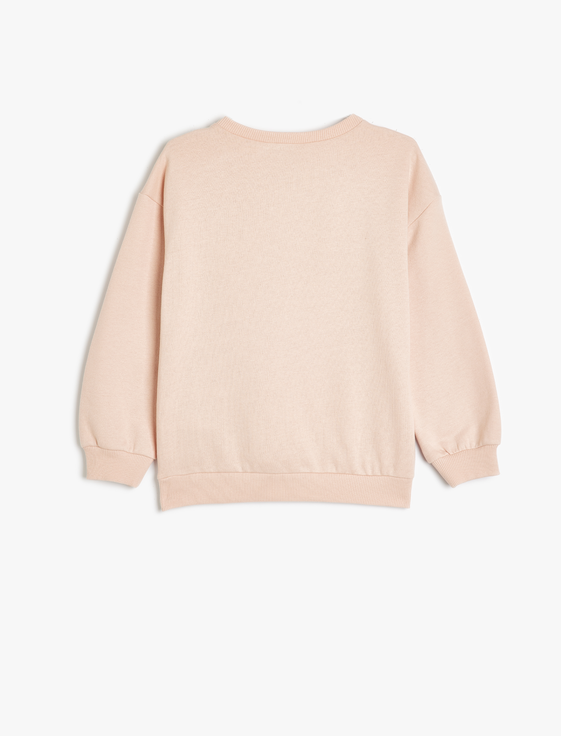 Kız Çocuk Köpek ve Kedi Baskılı Bisiklet Yaka Uzun Kollu Pamuklu Şardonlu Sweatshirt