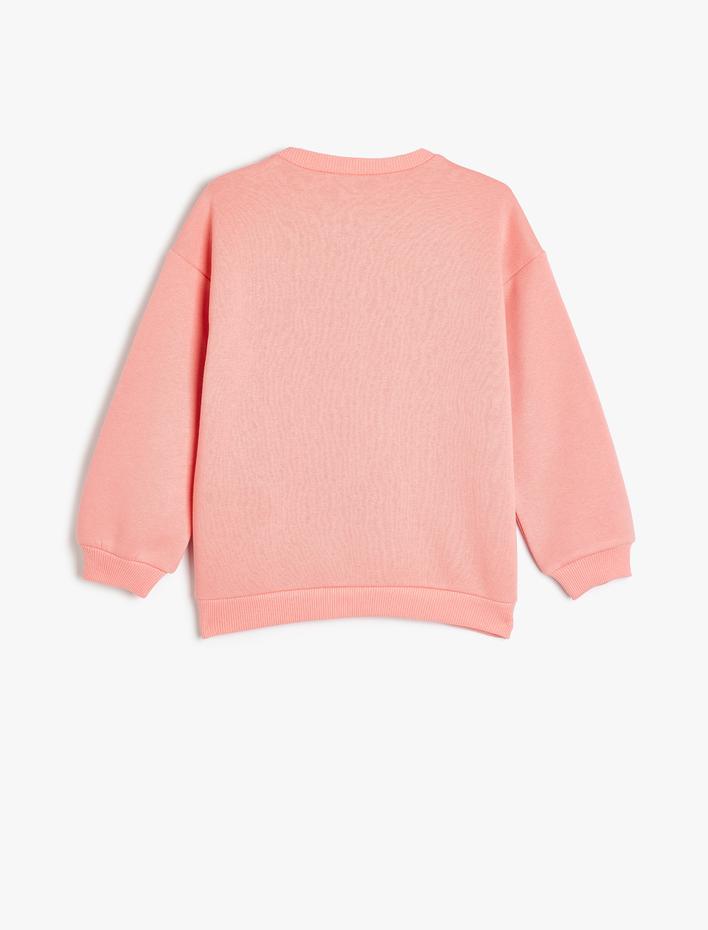 Kız Çocuk Sweatshirt Unicorn Baskılı Uzun Kollu Bisiklet Yaka Pamuk Karışımlı Şardonlu