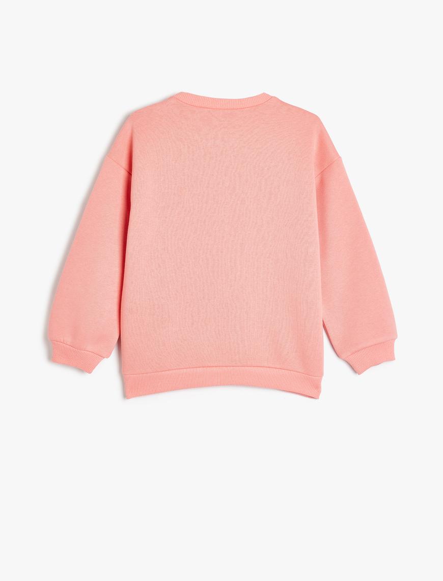  Kız Çocuk Sweatshirt Unicorn Baskılı Uzun Kollu Bisiklet Yaka Pamuk Karışımlı Şardonlu
