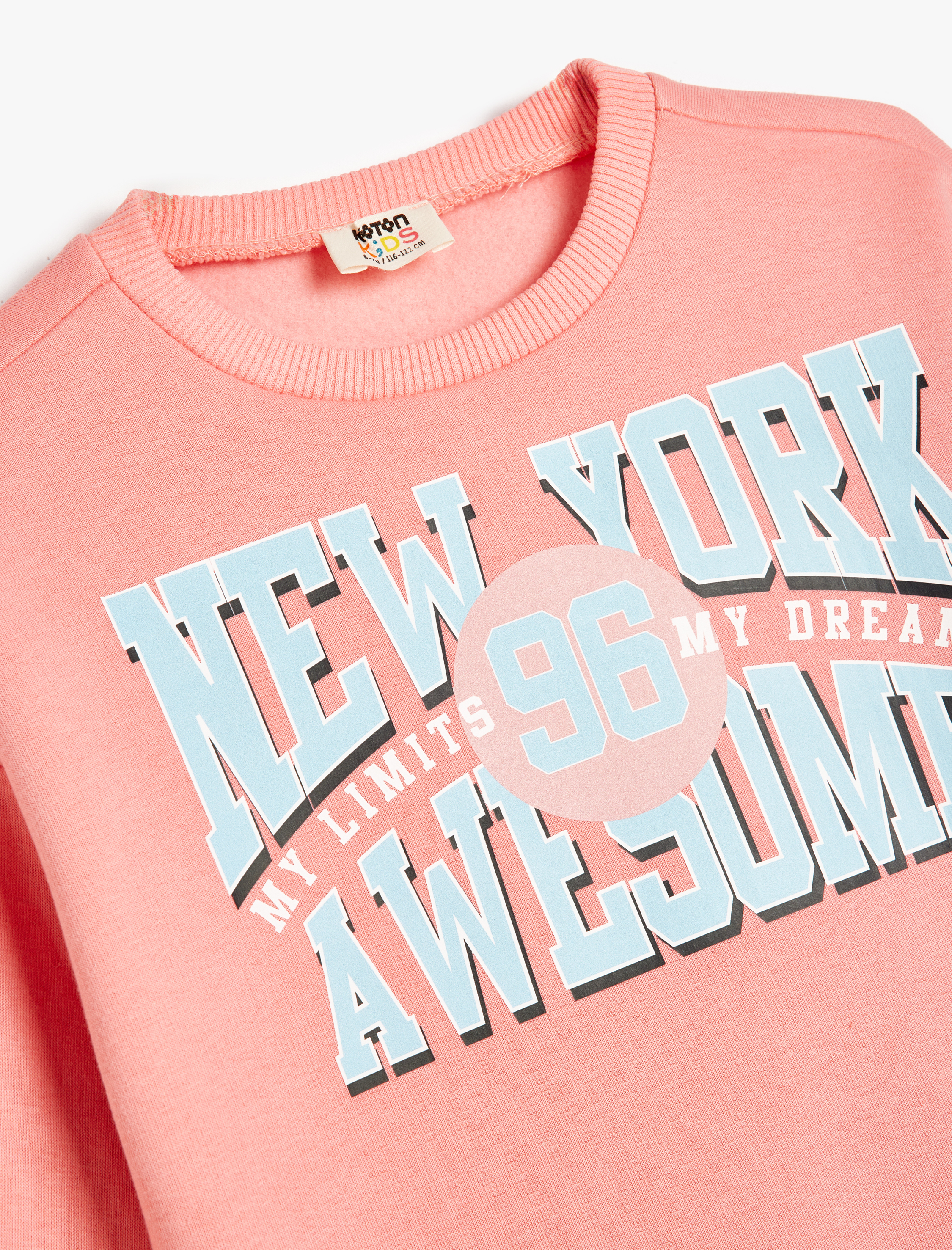 Kız Çocuk Sweatshirt Şehir Baskılı Bisiklet Yaka Uzun Kollu Pamuklu Şardonlu