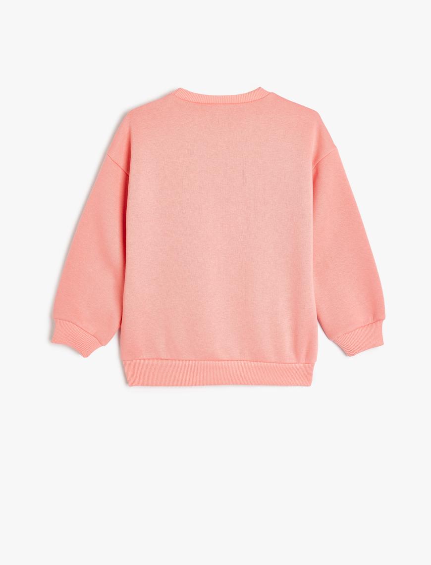  Kız Çocuk Sweatshirt Şehir Baskılı Bisiklet Yaka Uzun Kollu Pamuklu Şardonlu