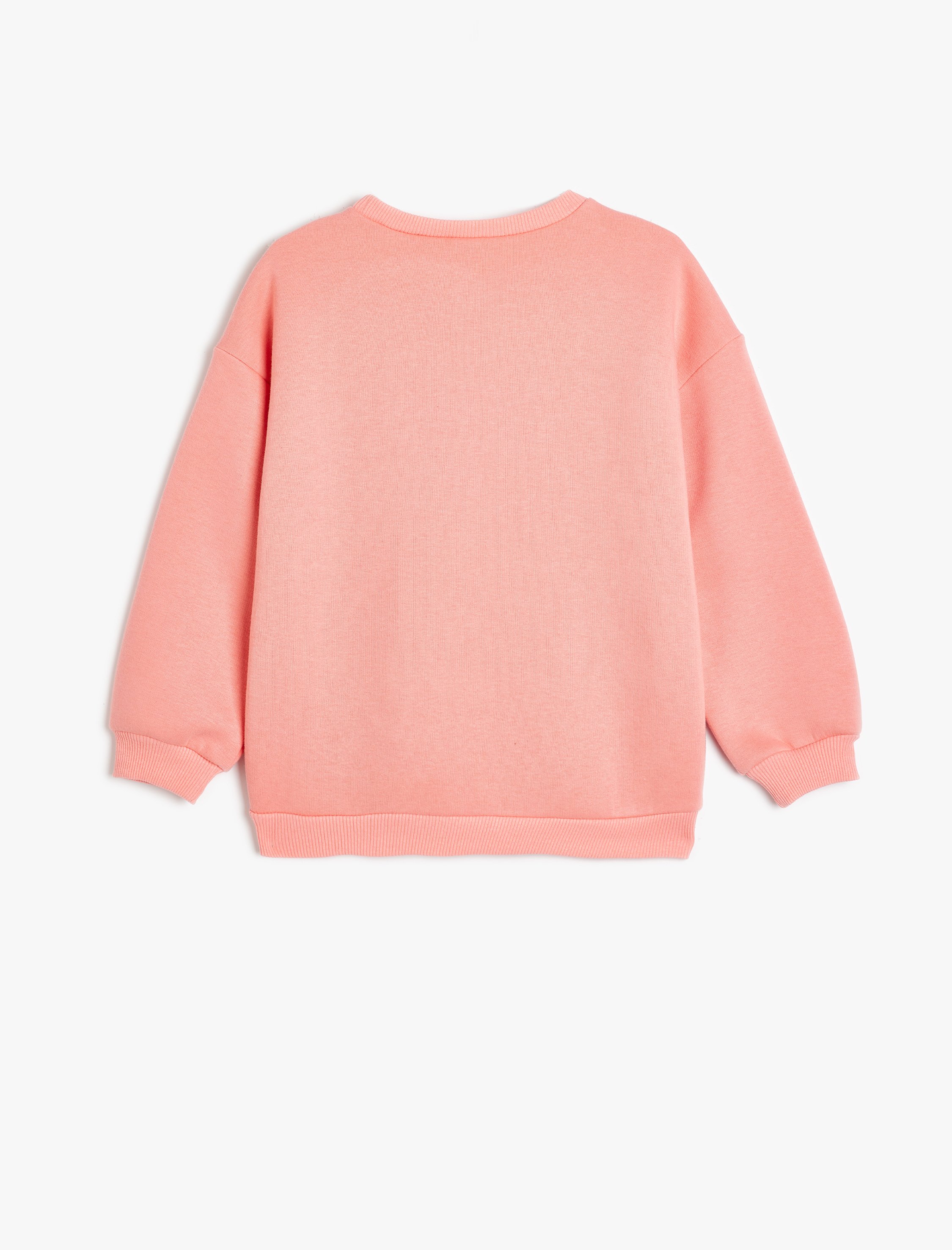  Kız Çocuk Sweatshirt Slogan Baskılı Uzun Kollu Bisiklet Yaka Pamuk Karışımlı Şardonlu