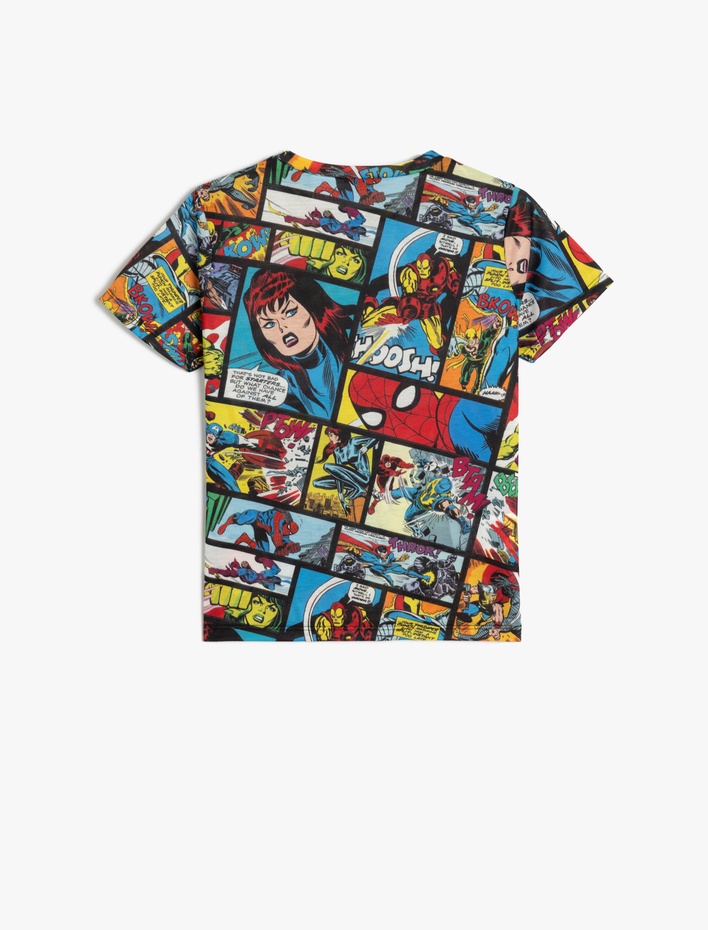 Erkek Çocuk Marvel Baskılı Tişört Kısa Kollu Lisanslı Bisiklet Yaka