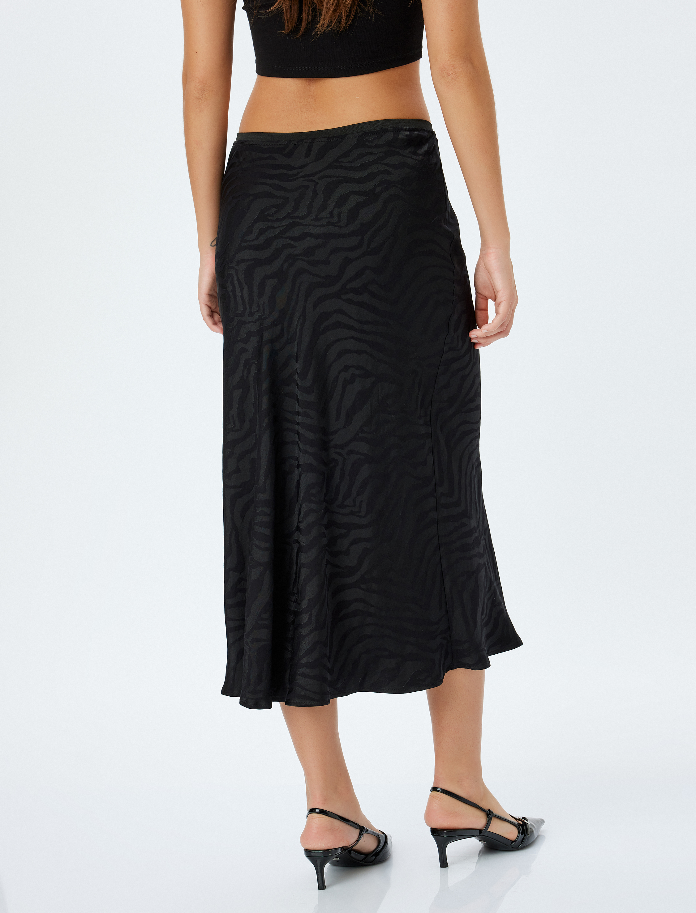   Standart Bel Zebra Desenli Midi Boy Etek