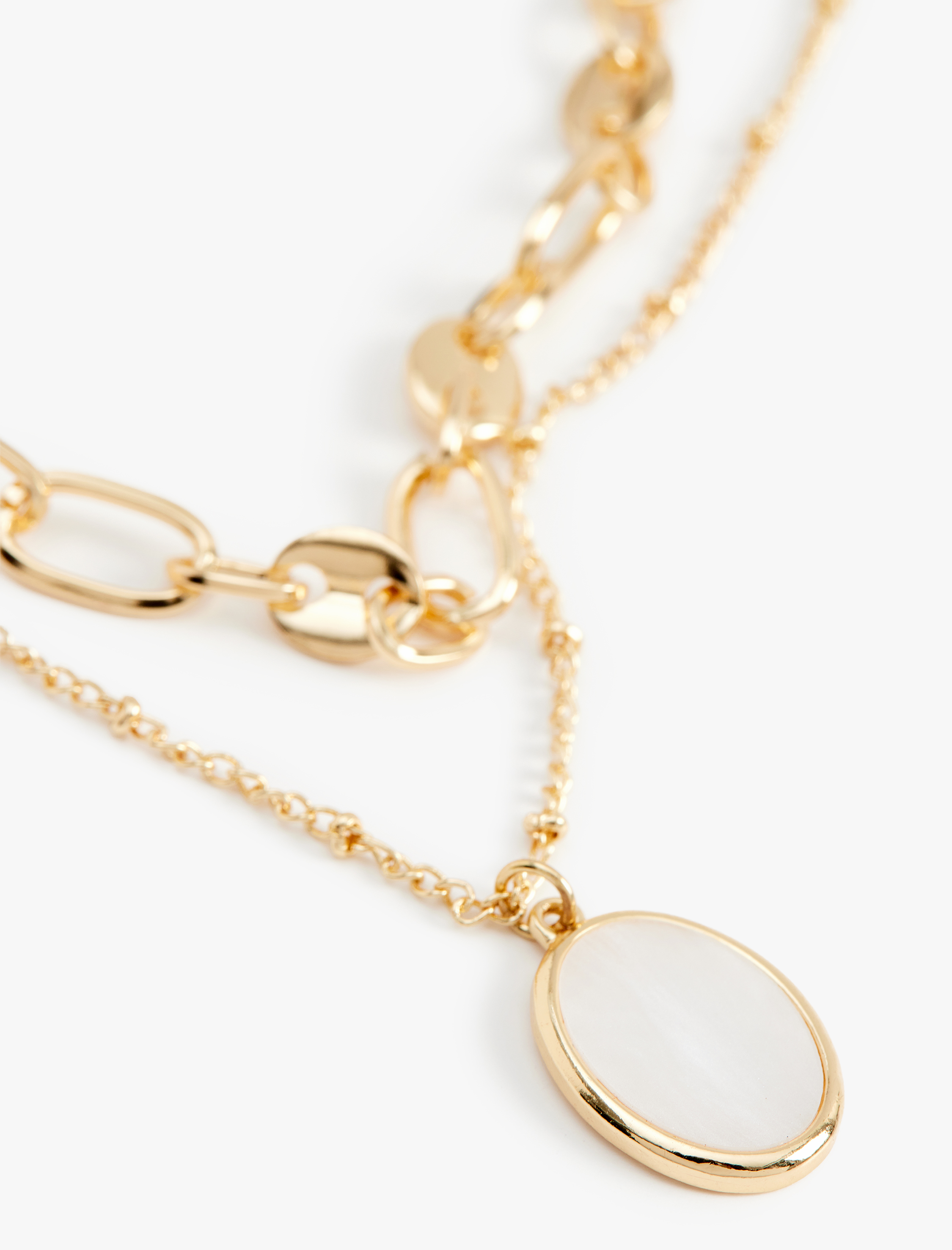  Kadın 2 Sıralı Charm Detaylı Zincir Kolye