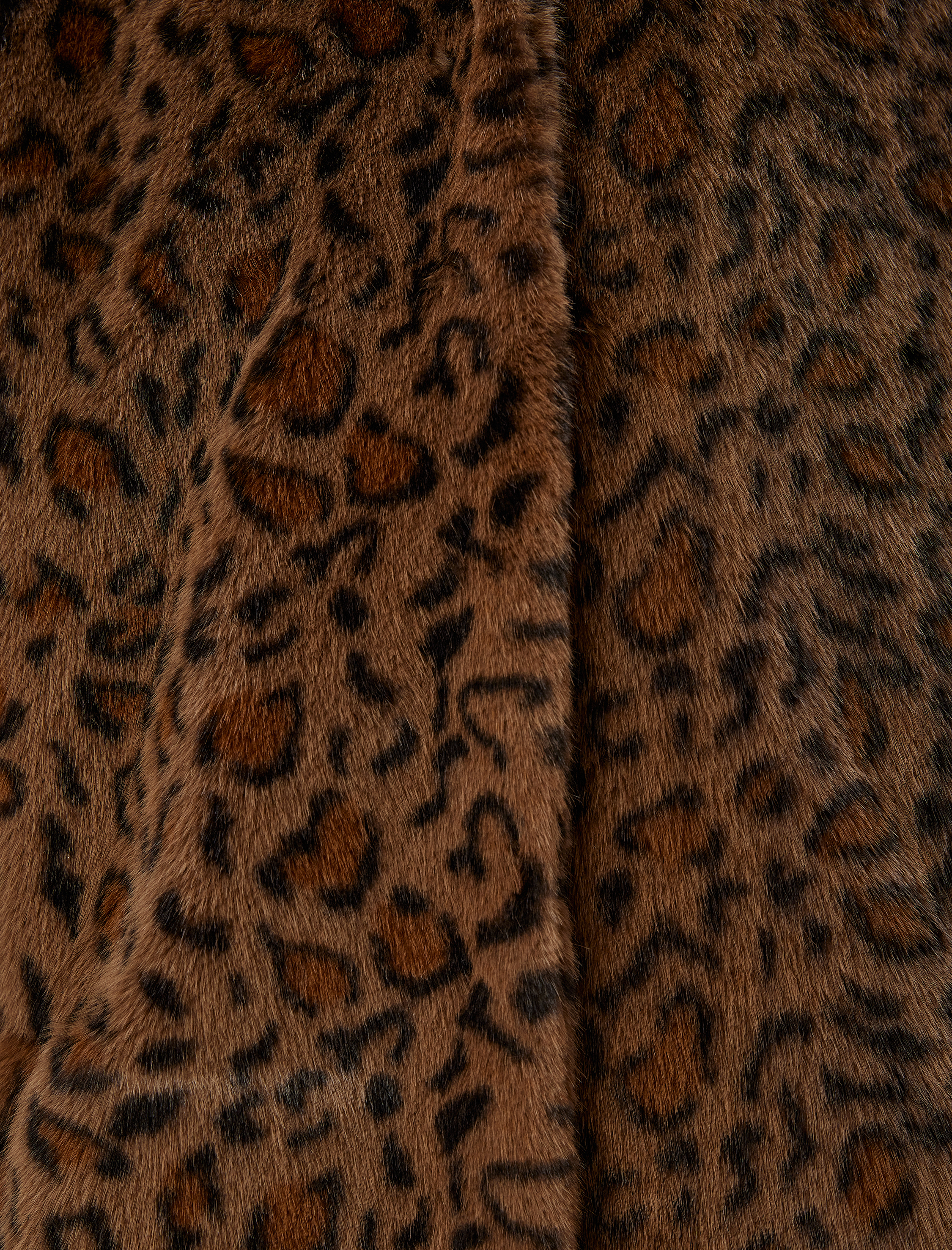   Kapüşonlu Cep Detaylı Leopar Suni Kürk Kaban