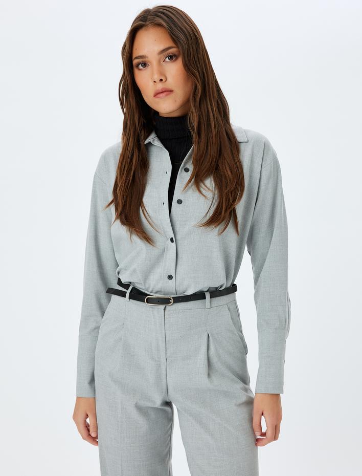  Uzun Kollu Düğmeli Klasik Gömlek