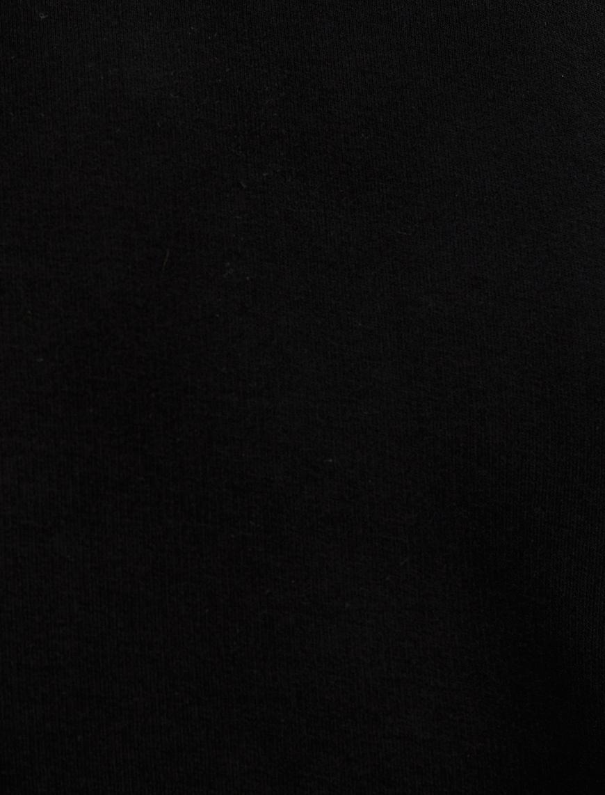   Şardonlu Bisiklet Yaka Taş Detaylı Uzun Kollu Oversize Sweatshirt