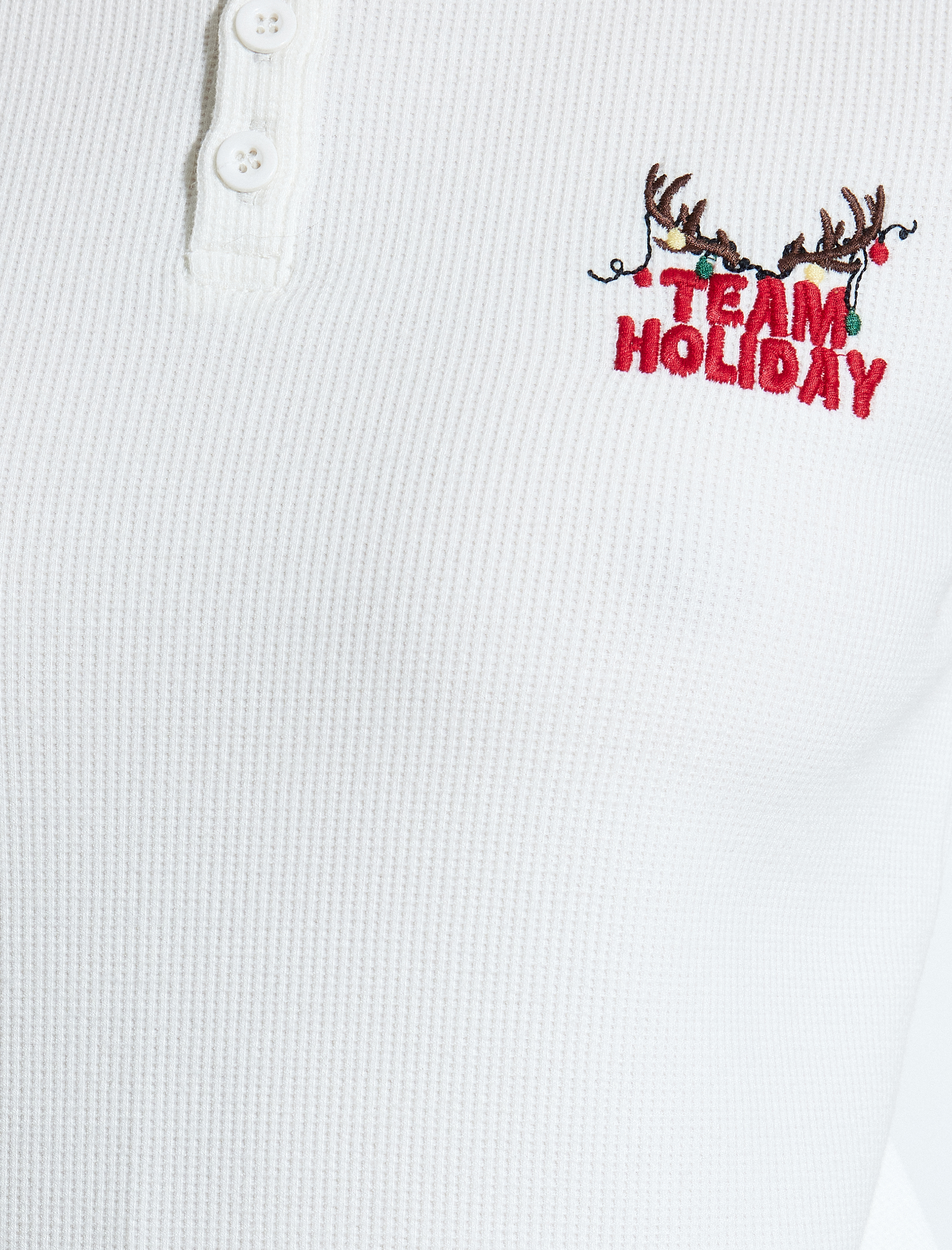   Yılbaşı Temalı Uzun Kollu Bisiklet Yaka Pamuklu Pijama Üstü