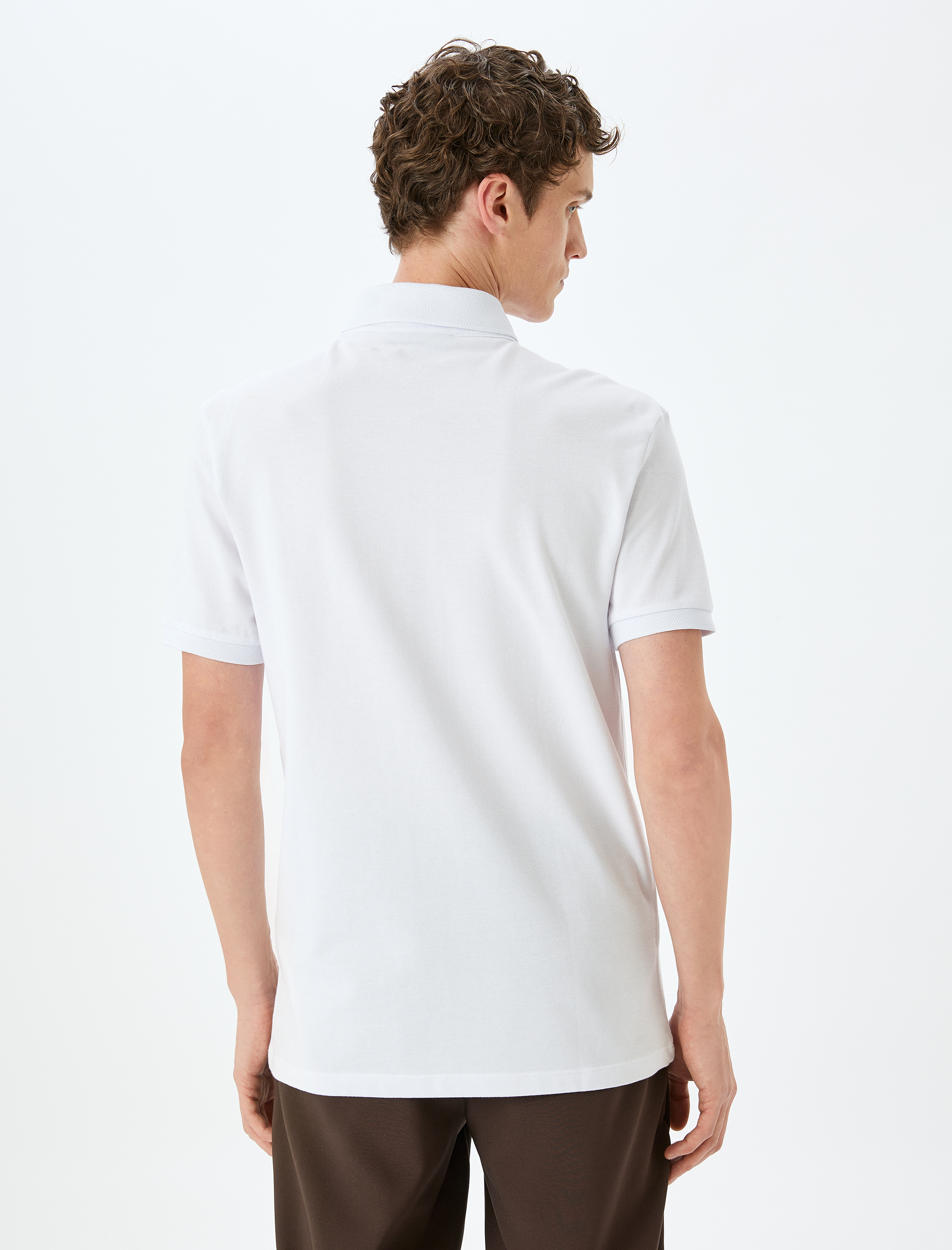   Kısa Kollu Düğme Detaylı Pamuklu Pike Kumaş Slim Fit Polo Yaka Tişört