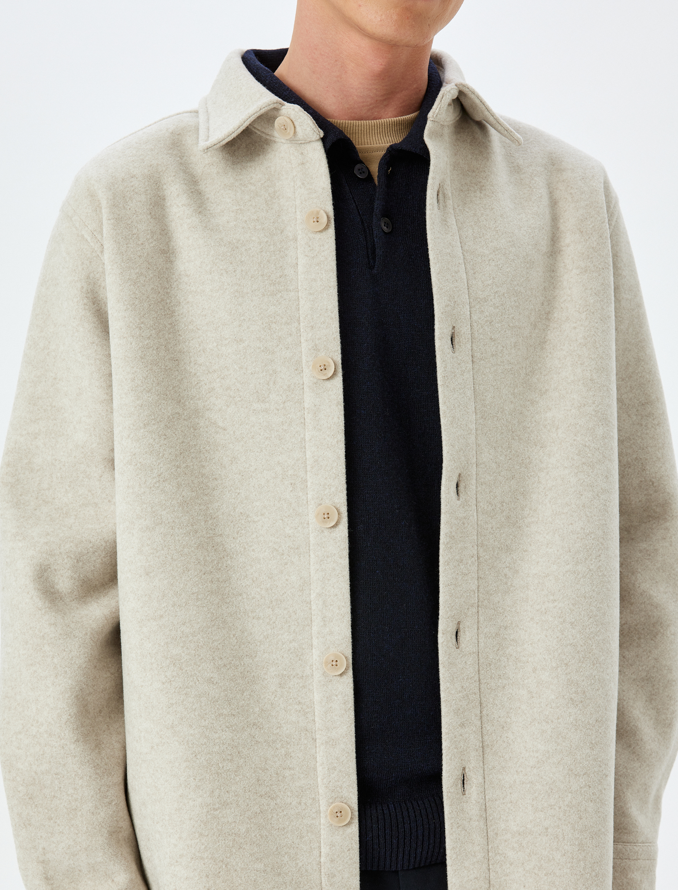   Viskon Karışımlı Düğmeli Regular Fit Uzun Kollu Gömlek