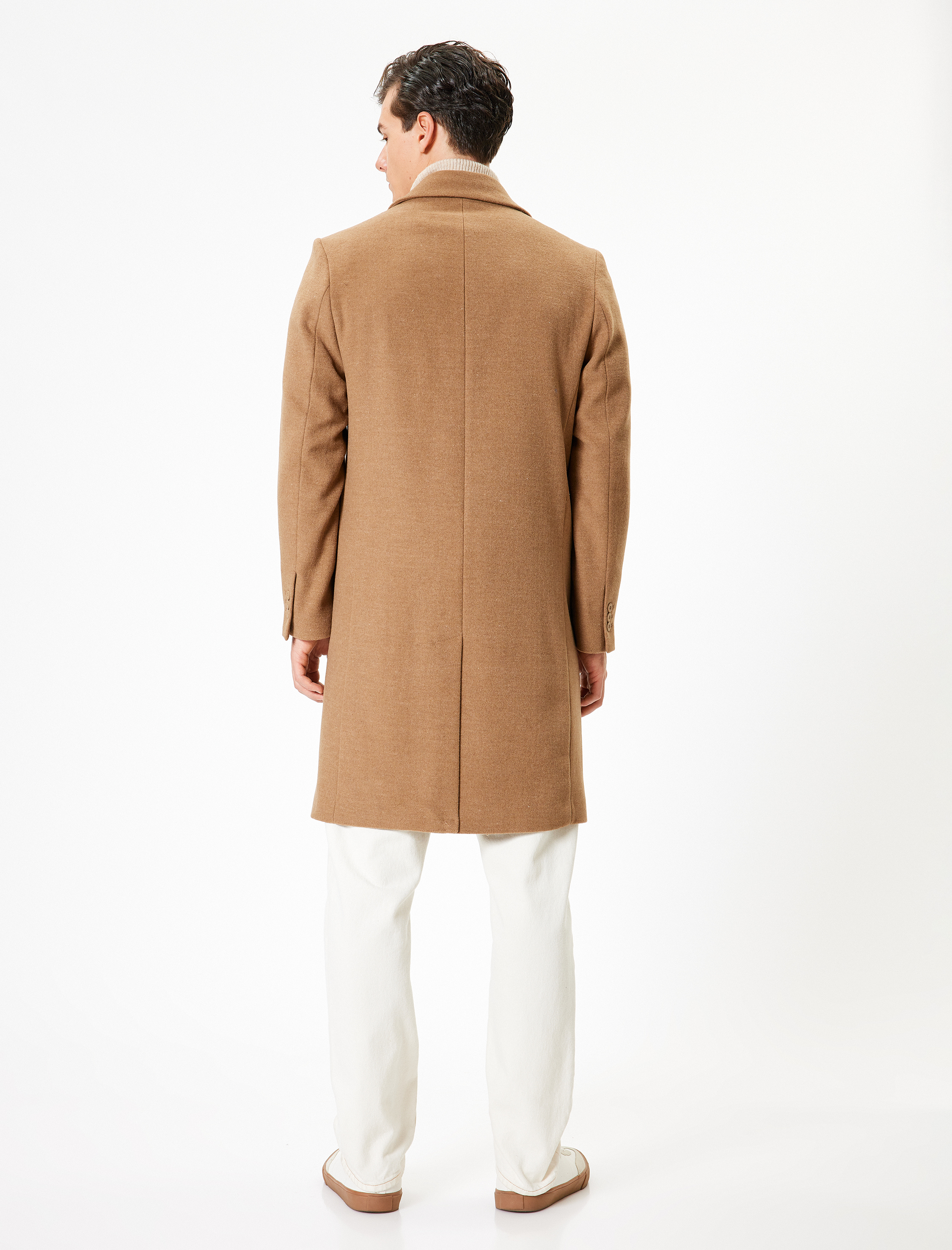 Slim Fit Kaşe Kaban Cep Detaylı