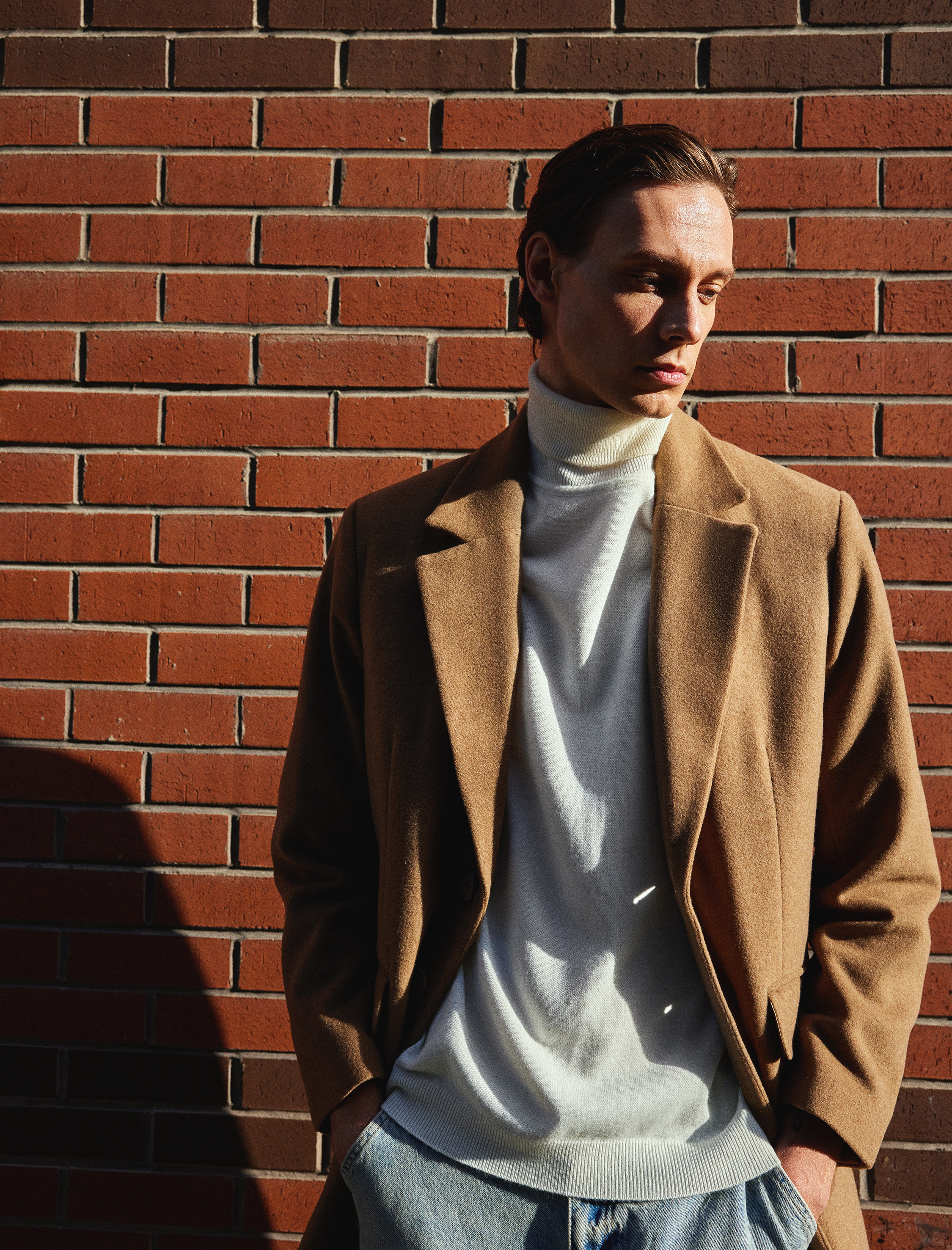 Slim Fit Kaşe Kaban Cep Detaylı