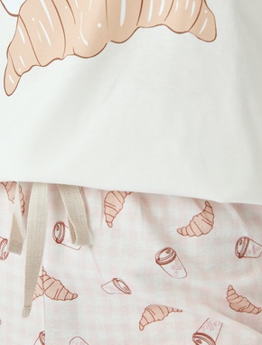 Pamuklu Grafik Baskılı Pijama Takımı_5