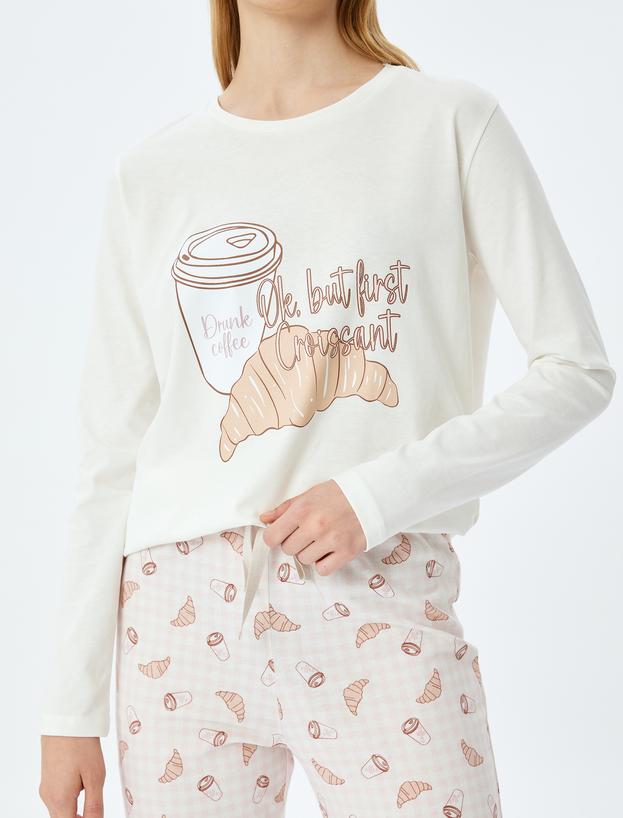 Pamuklu Grafik Baskılı Pijama Takımı_4