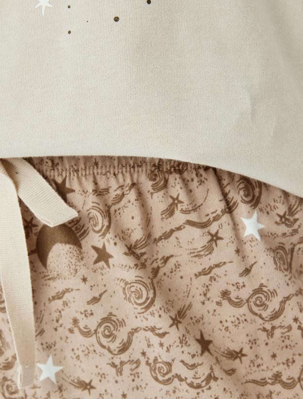 Yıldız Desenli Pamuklu Pijama Takımı_4