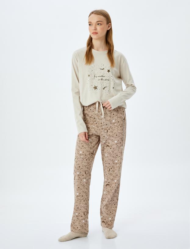 Yıldız Desenli Pamuklu Pijama Takımı_0