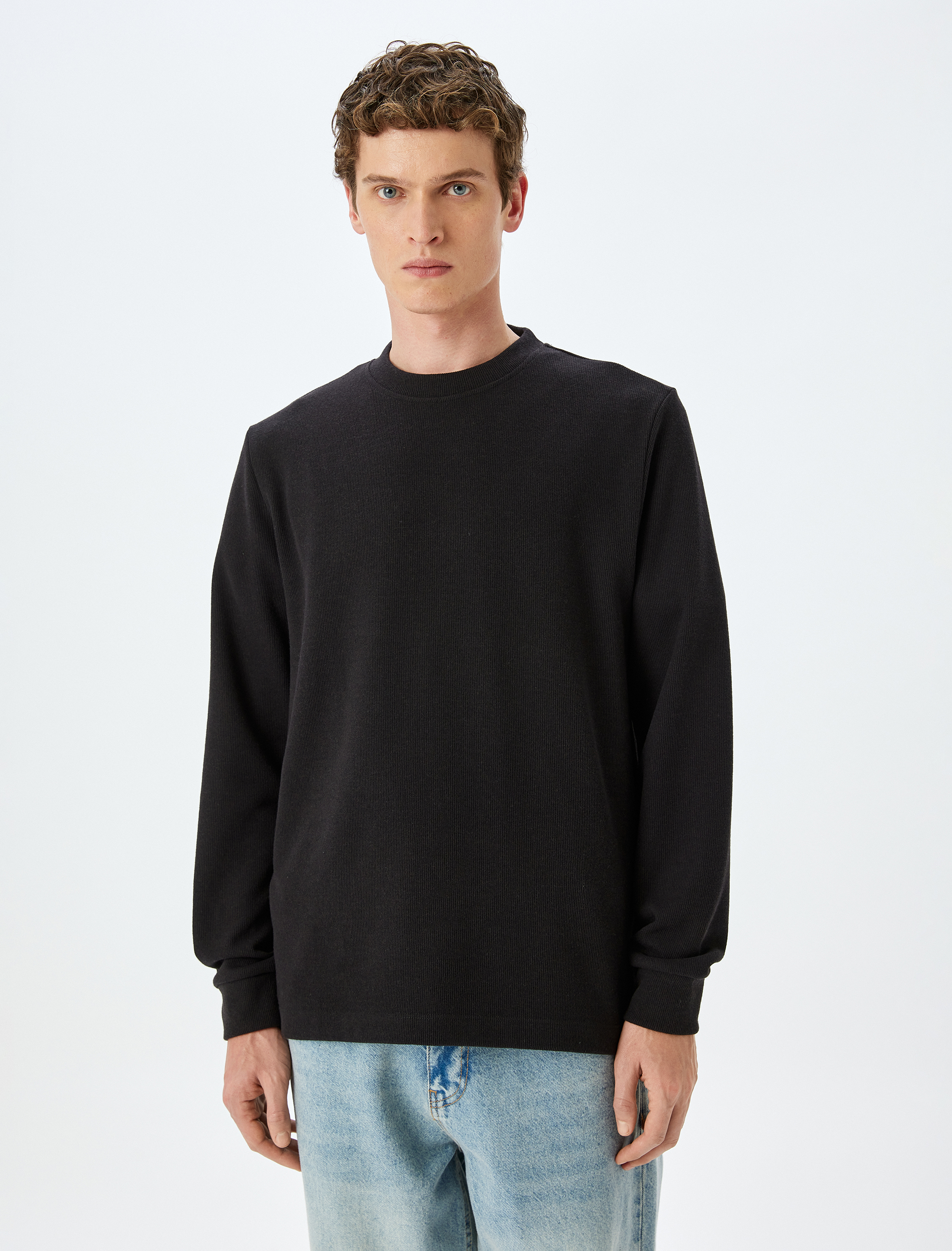   Pamuk Karışımlı Basic Bisiklet Yaka Sweatshirt