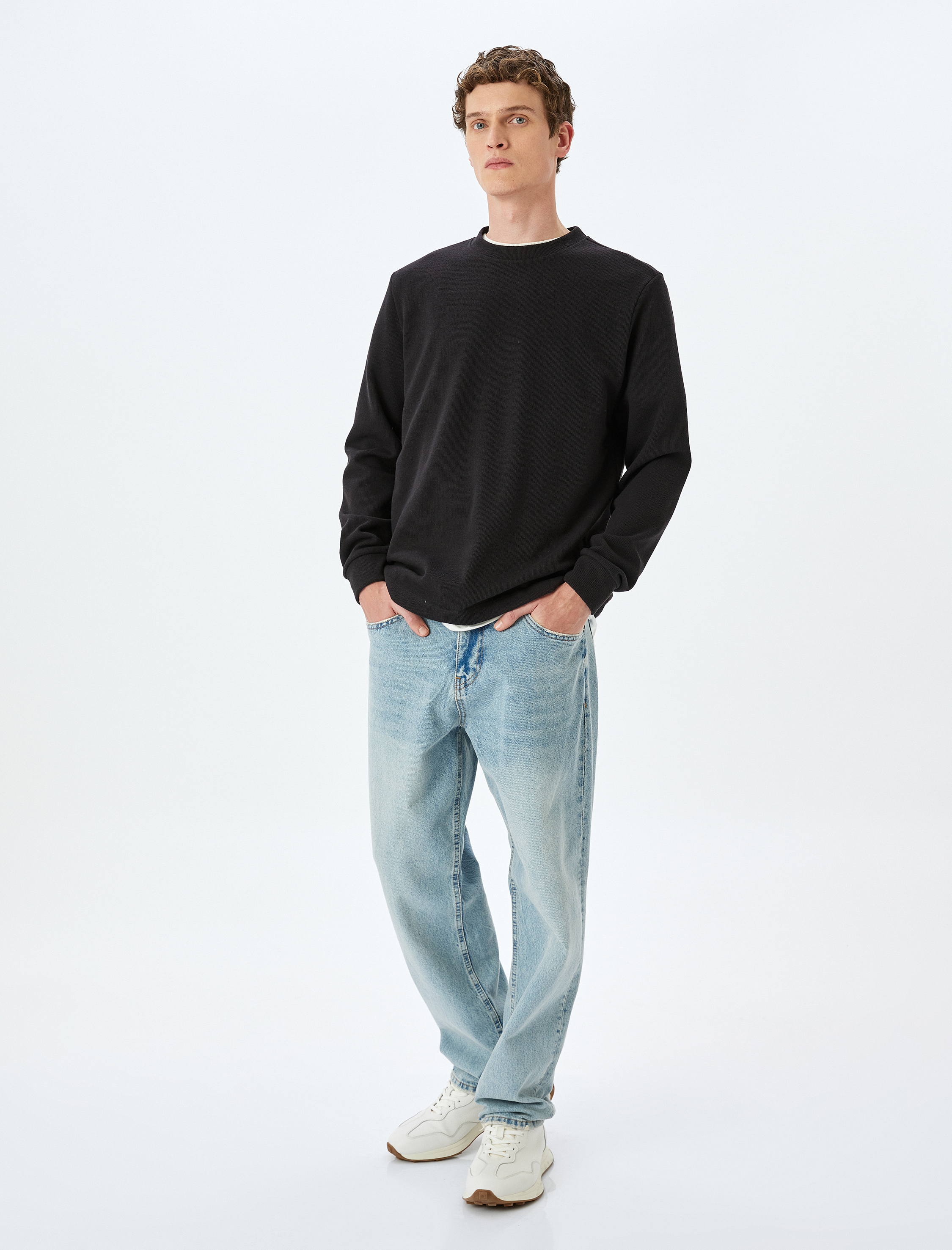   Pamuk Karışımlı Basic Bisiklet Yaka Sweatshirt