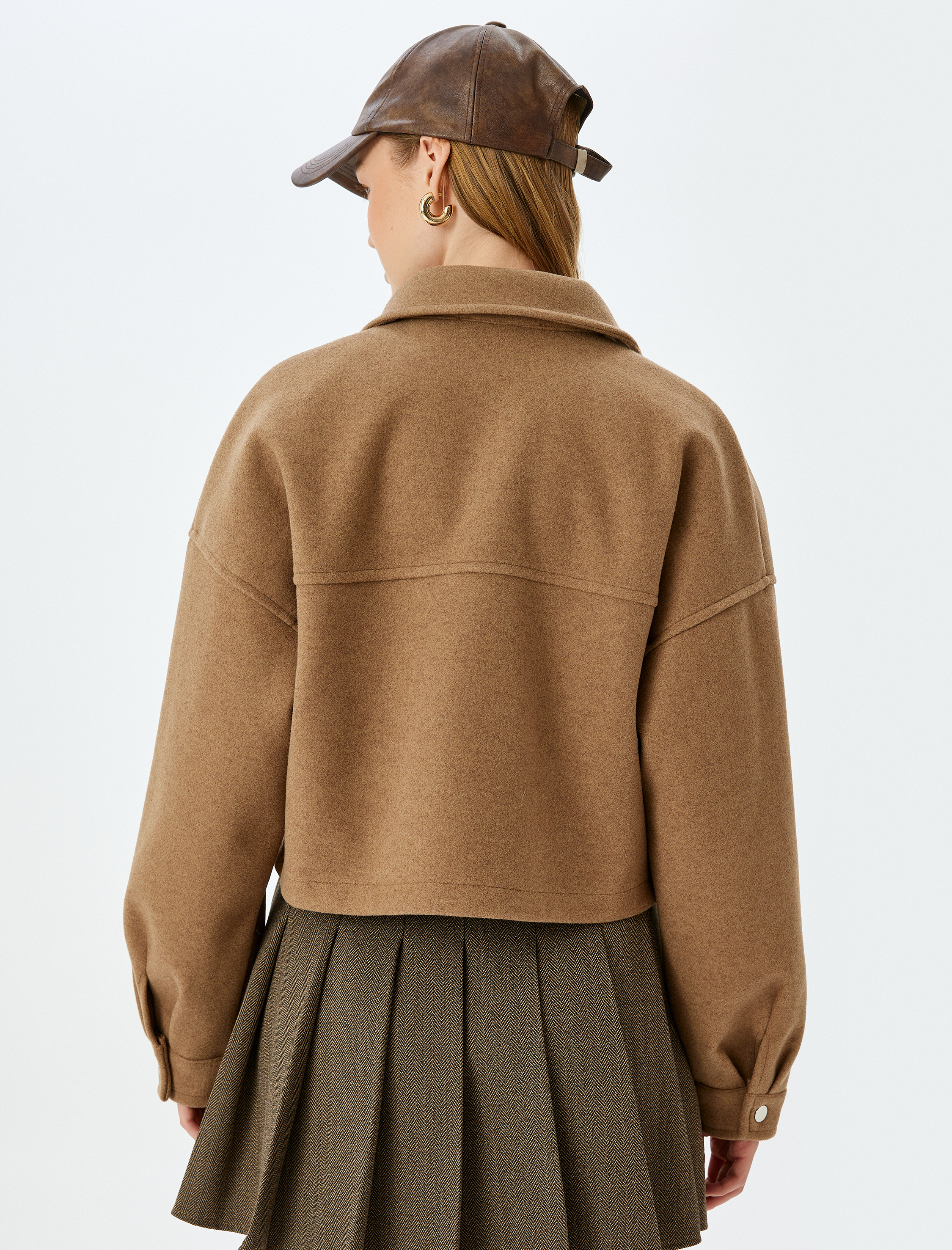   Gömlek Yaka Cep Detaylı Düğmeli Dokulu Shacket