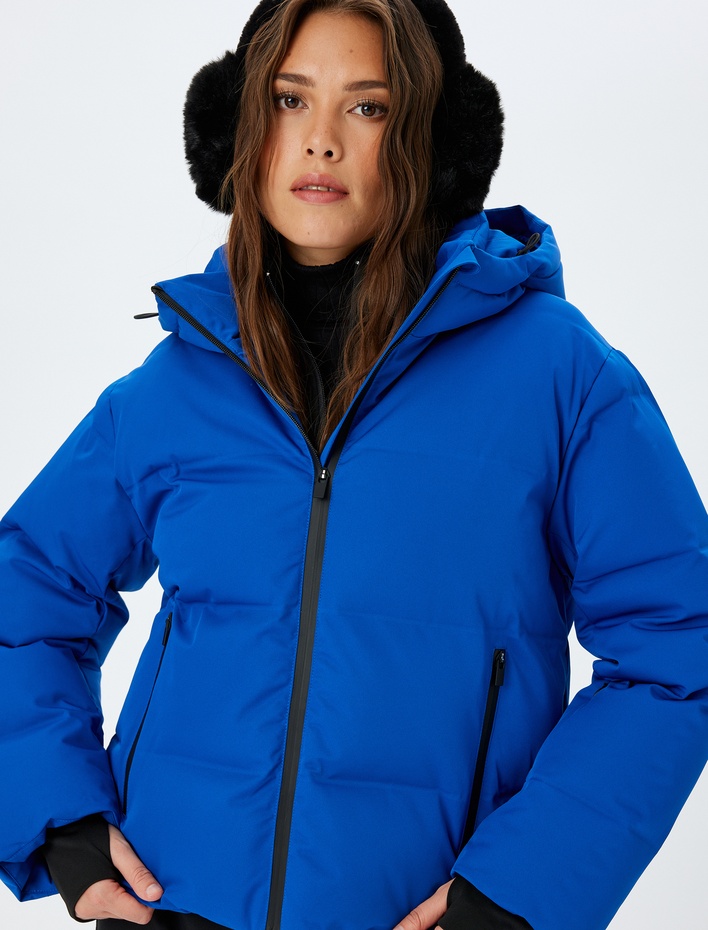  Kapüşonlu Fermuarlı Su Geçirmez Kayak Montu